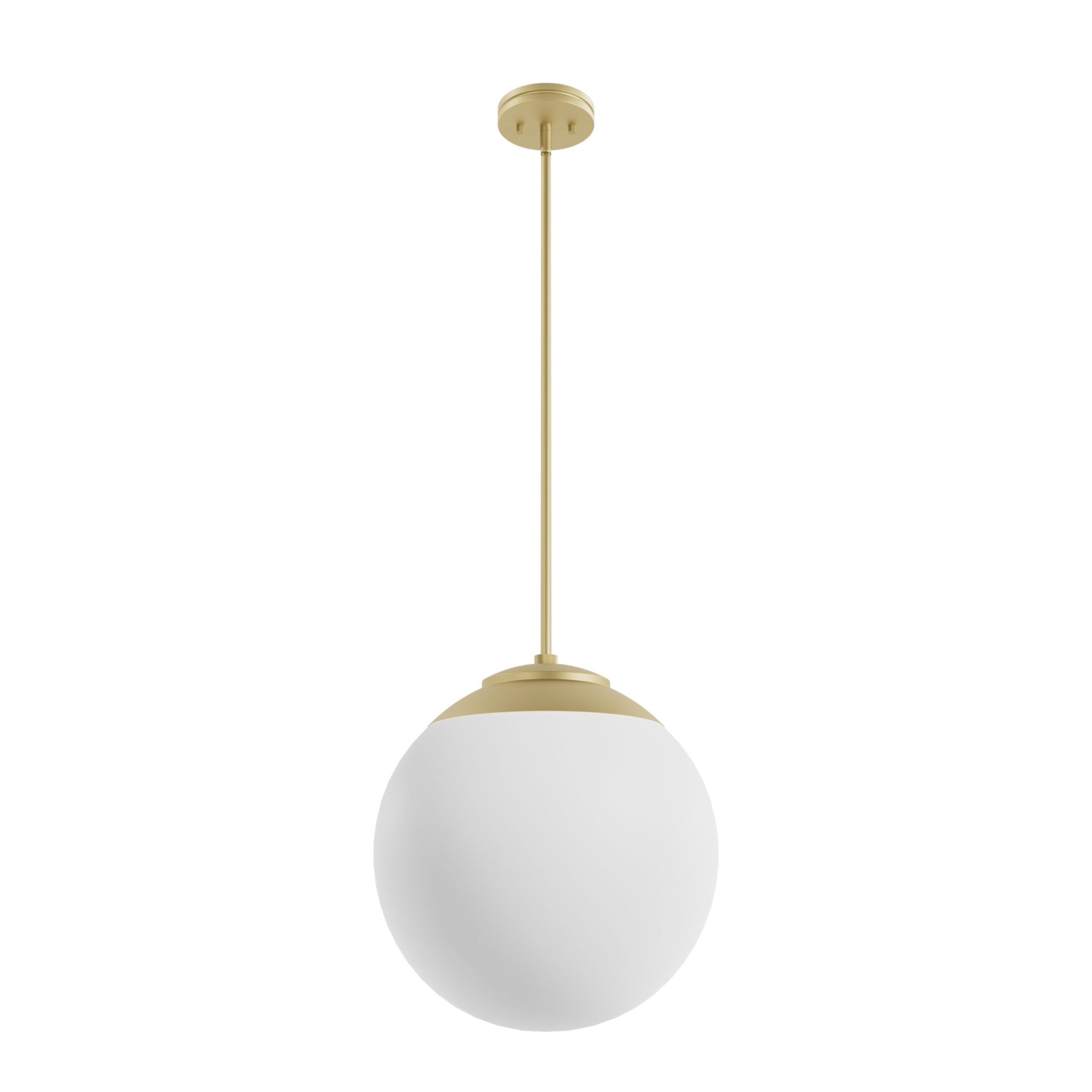 Hunter Hepburn 3-Light Painted Modern Brass Mid-century White Glass Globe LED Medium Hanging Pendant Light