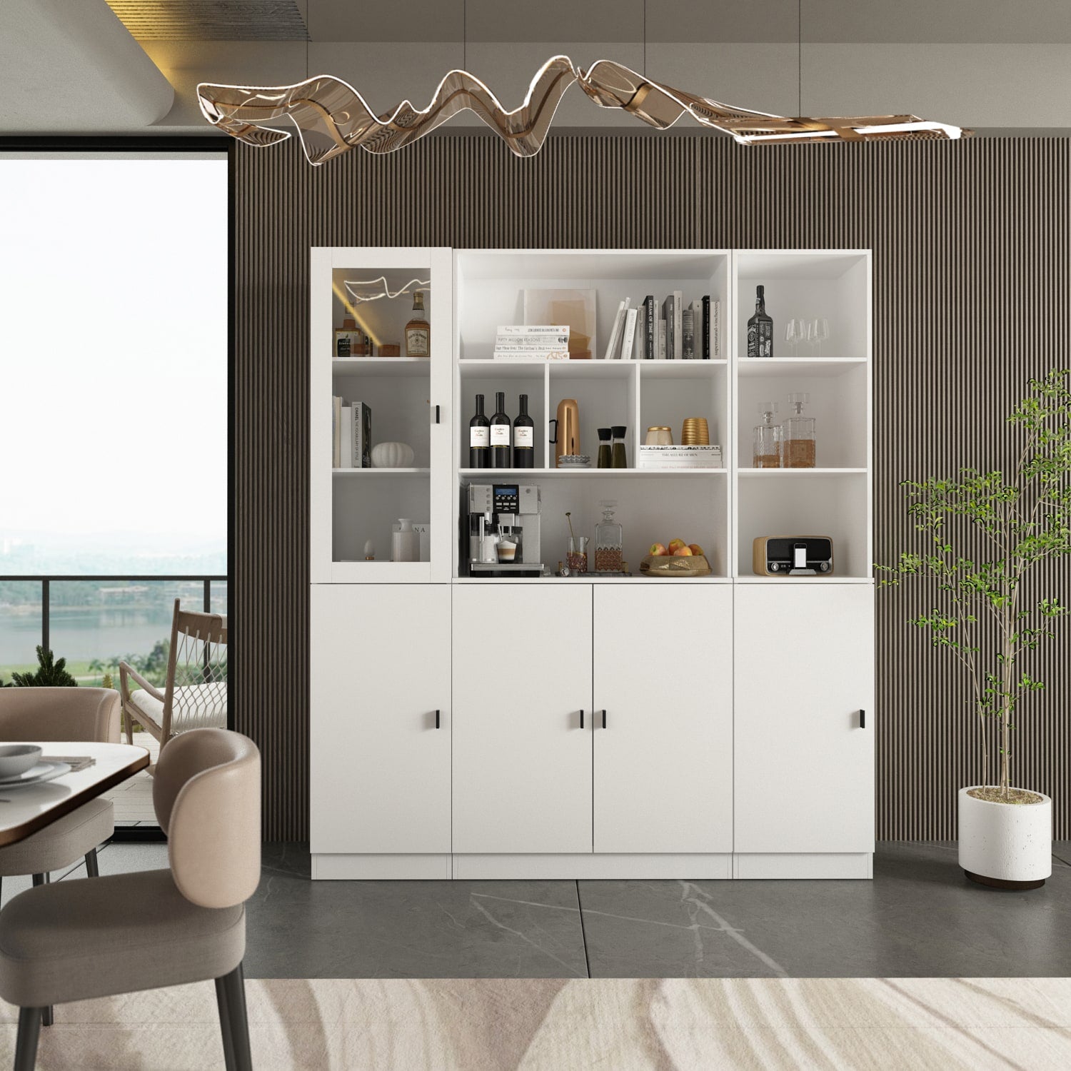 FUFU&GAGA 62.3-in W x 70.9-in H Mdf White Freestanding Utility Storage Cabinet