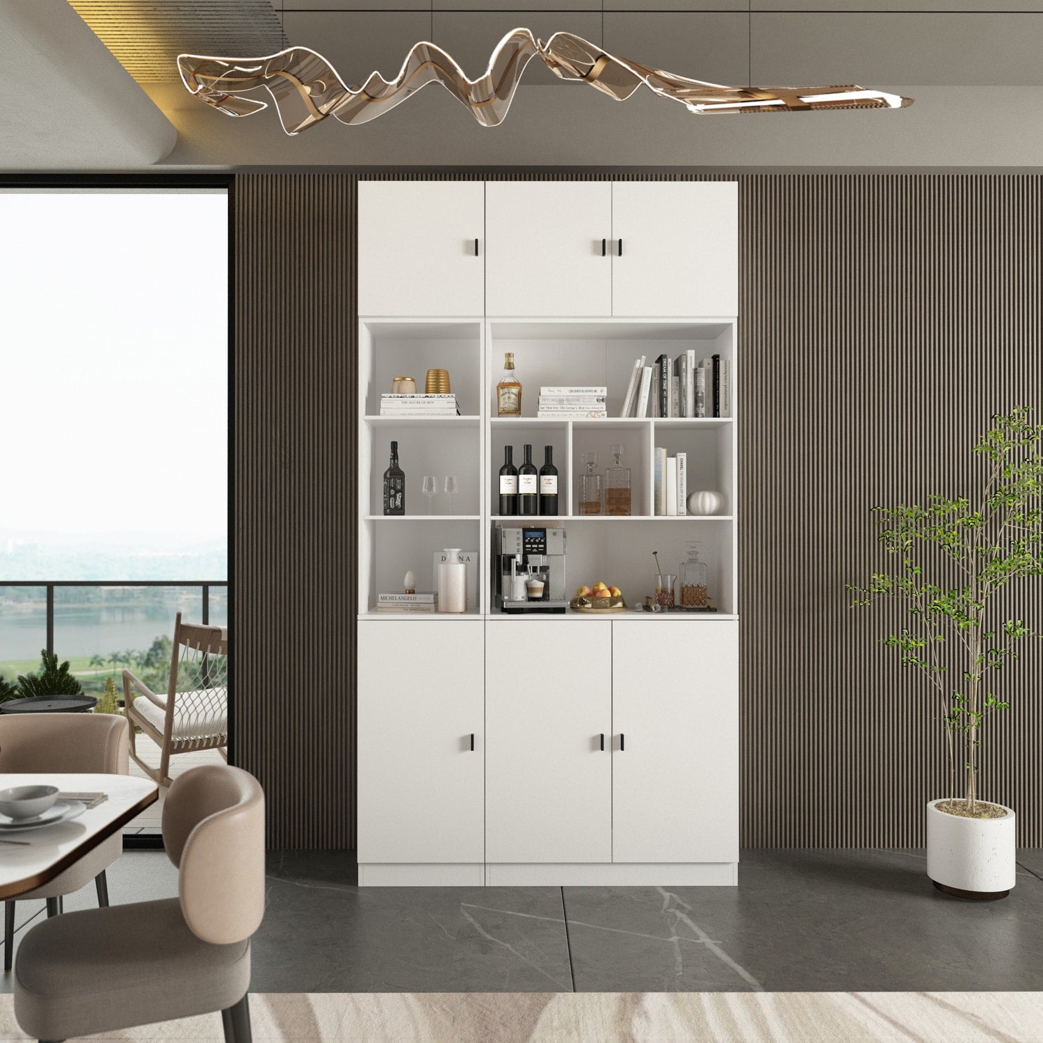 FUFU&GAGA 47.2-in W x 87.7-in H Mdf White Freestanding Utility Storage Cabinet