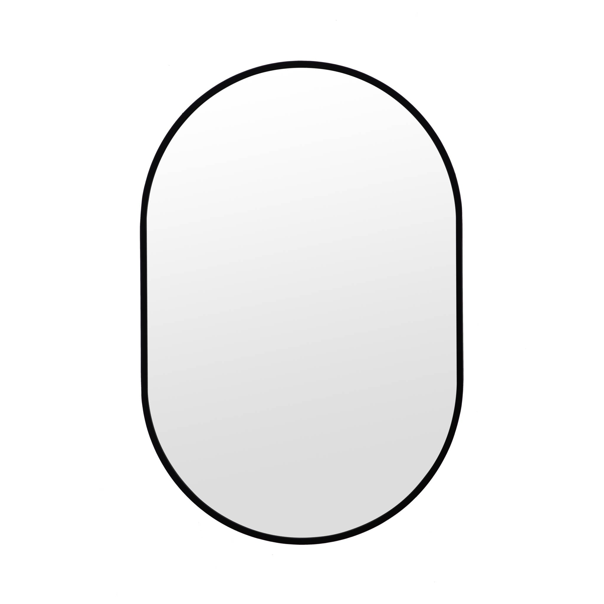 20-in x 30-in Surface Mount Black Mirrored Oval Medicine Cabinet