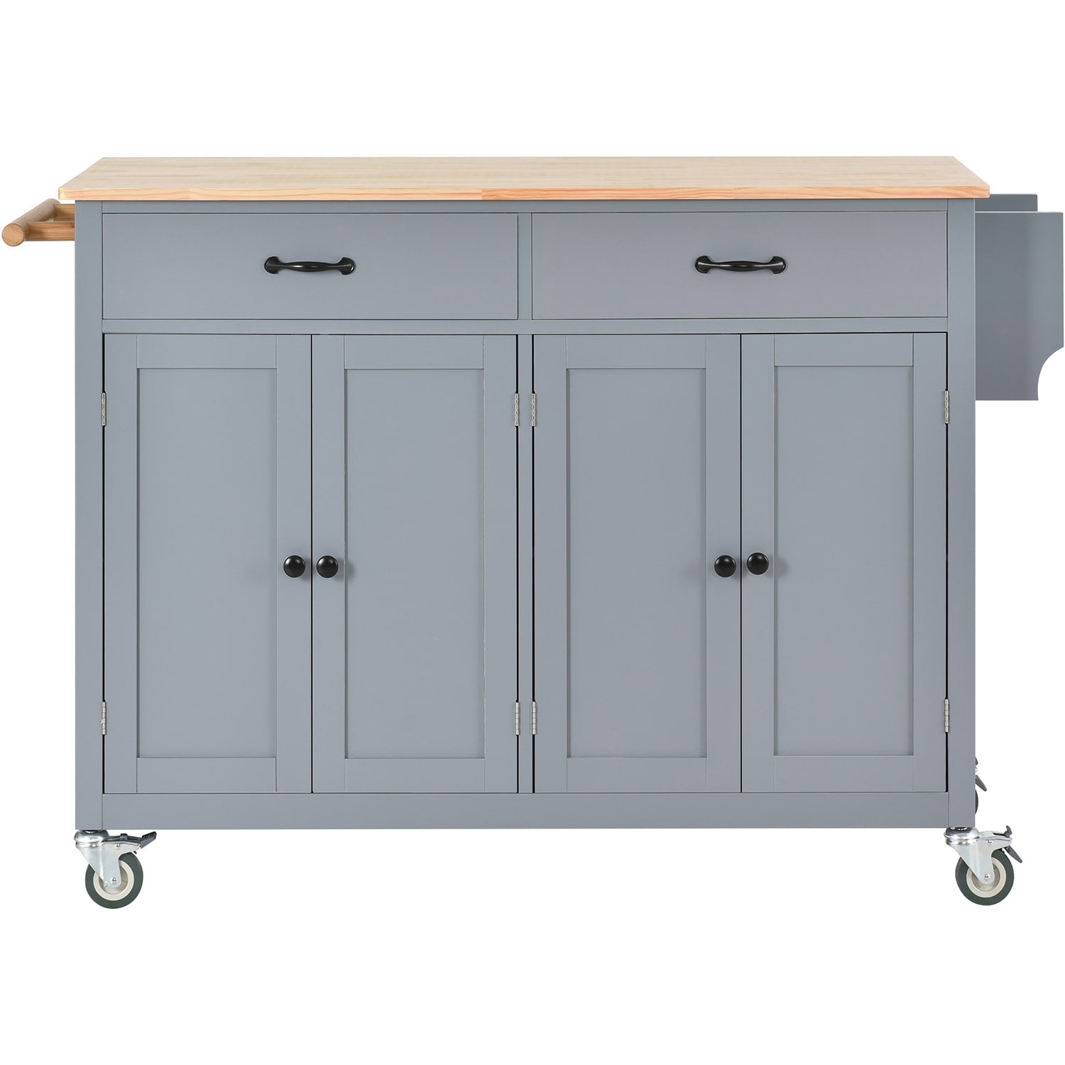 SINOFURN Gray Mdf Base with Wood Top Rolling Kitchen Cart (18.5-in x 54.33-in x 36.22-in)