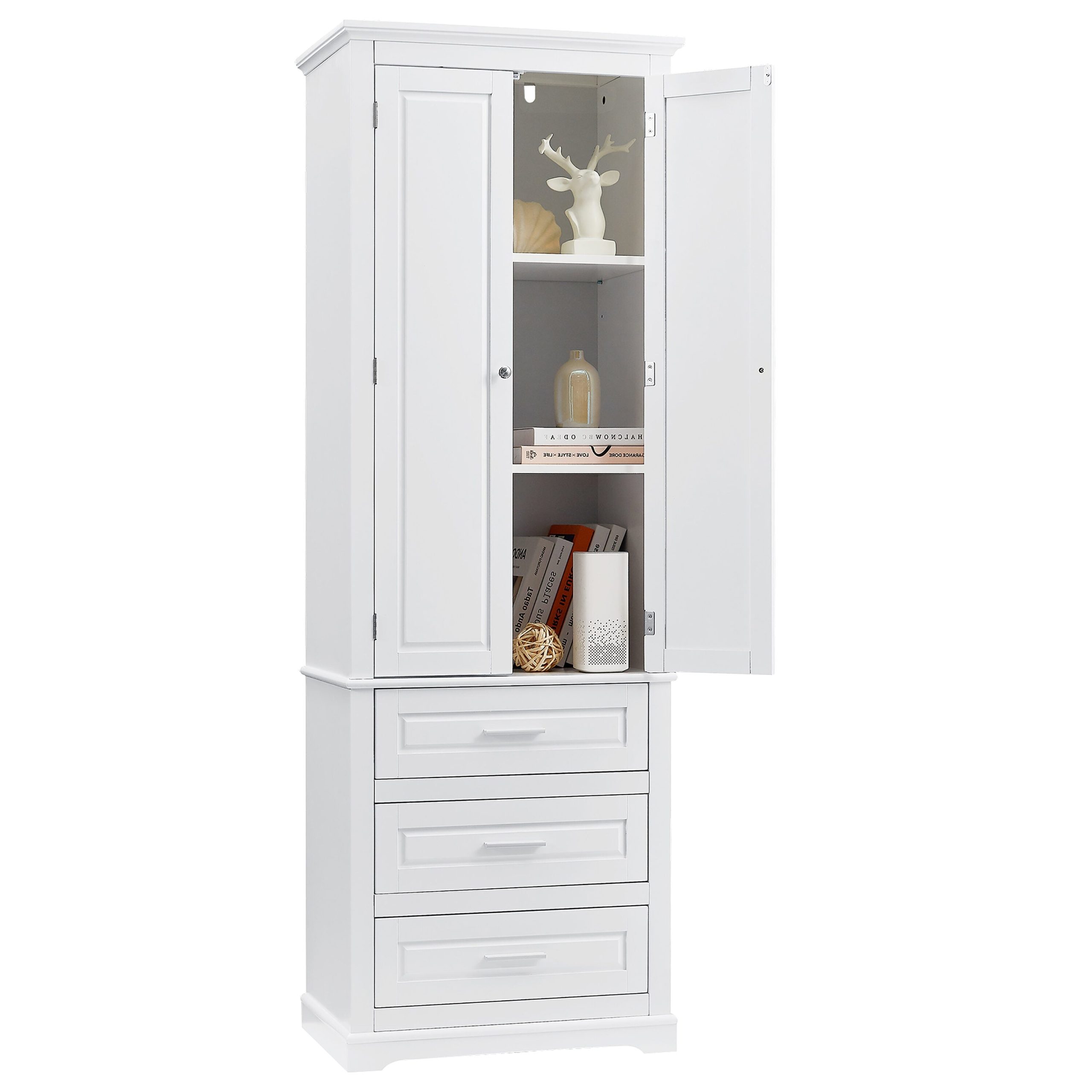 ModernLuxe 15.7-in W x 70-in H Wood Composite White Wall-mount Utility Storage Cabinet