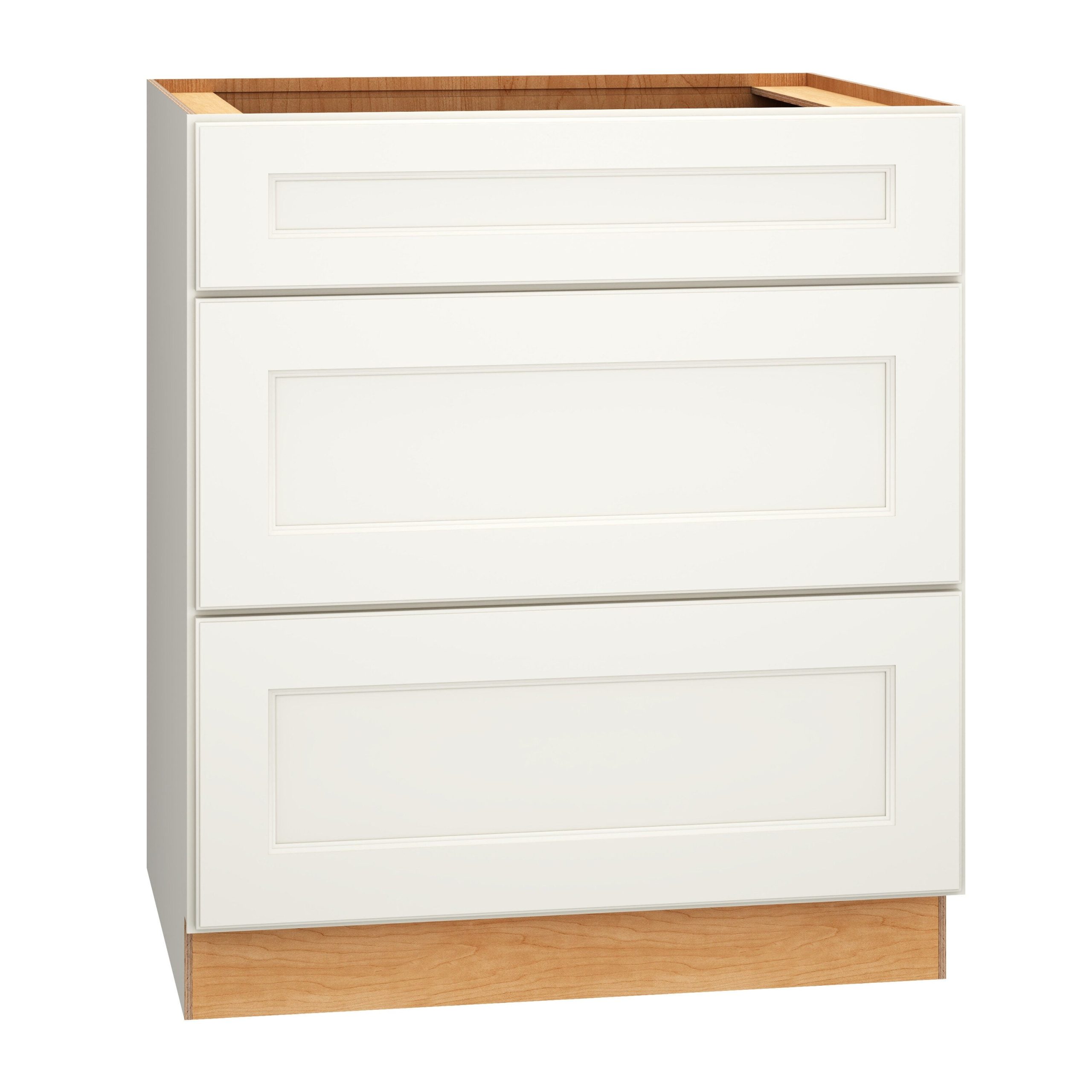 Diamond Express Macaulay 30-in W x 34.5-in H x 24-in D White 3-Drawer Base Fully Assembled Plywood Cabinet (Recessed Panel Shaker Style)