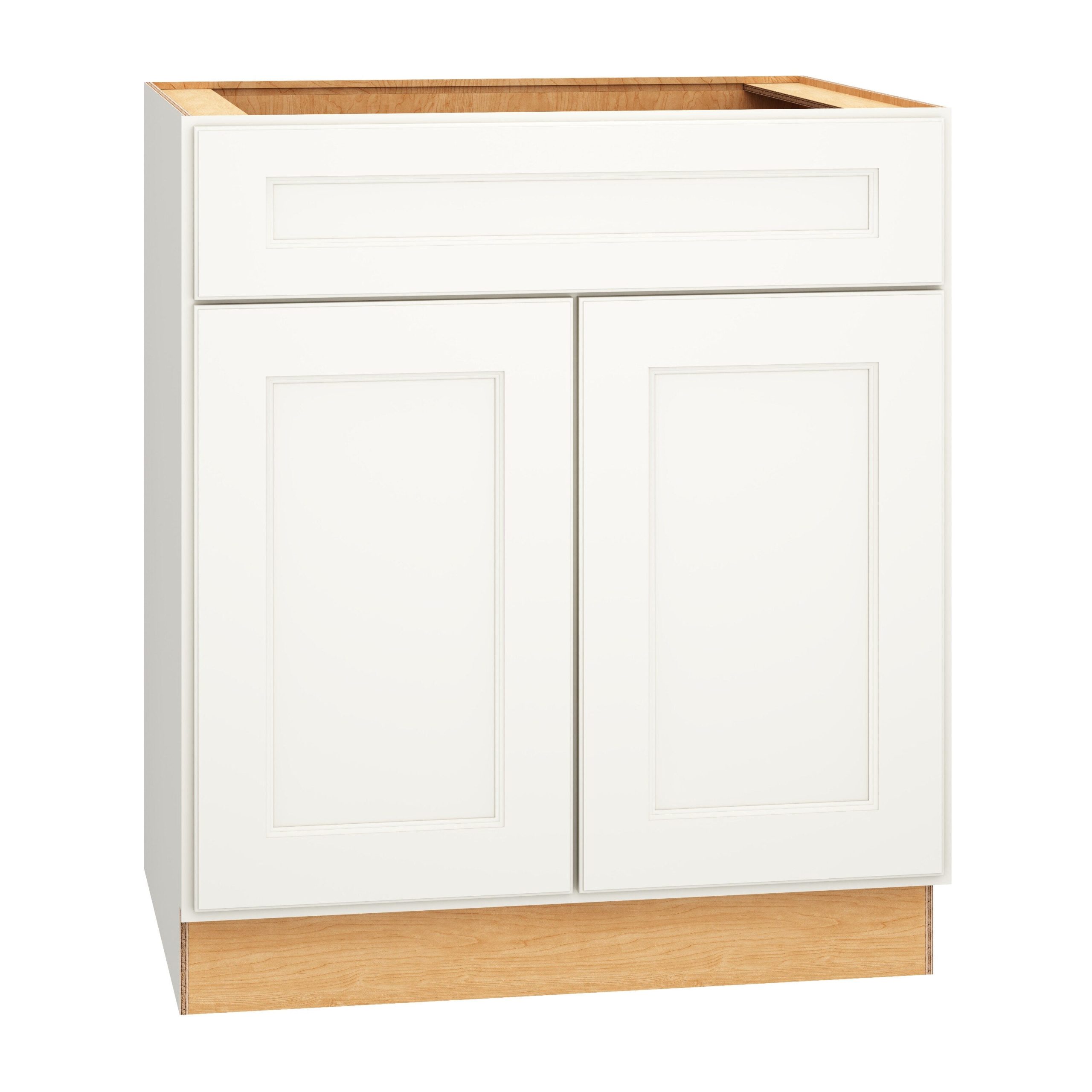 Diamond Express Macaulay 30-in W x 34.5-in H x 24-in D White Sink Base Fully Assembled Plywood Cabinet (Recessed Panel Square Style)