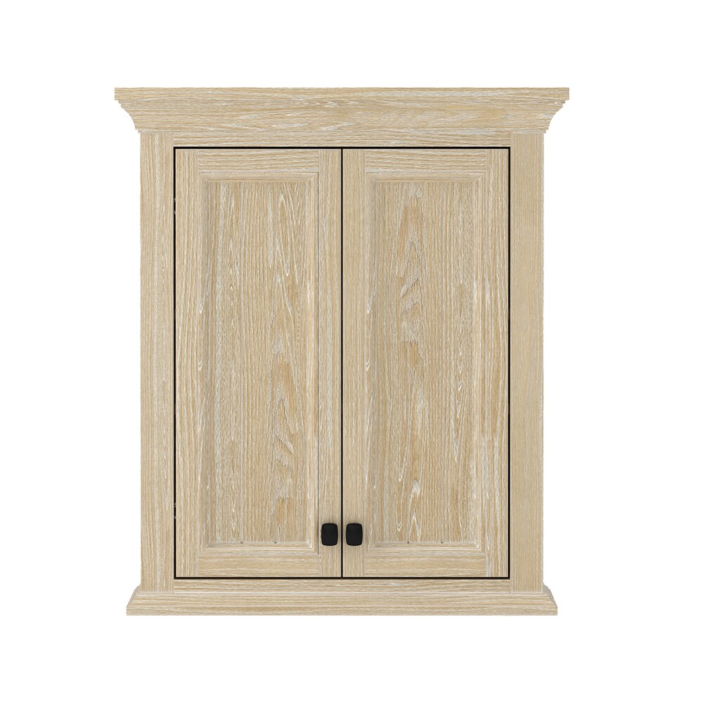 CRAFT + MAIN 24-in x 28-in x 8-in Distressed Grey Soft Close Bathroom Wall Cabinet
