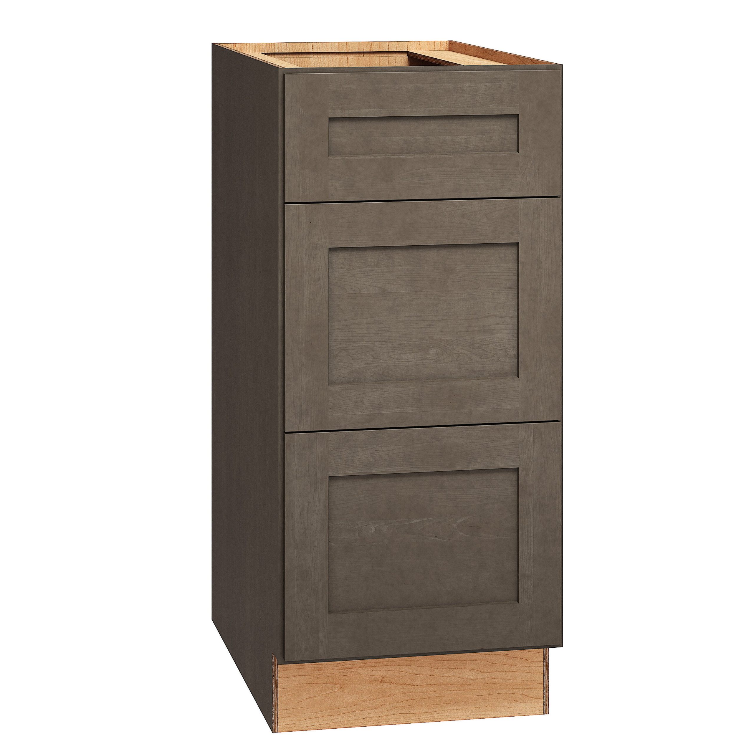 Diamond Express Jamestown 15-in W x 34.5-in H x 24-in D Colt Brown 3-Drawer Base Fully Assembled Plywood Cabinet (Recessed Panel Shaker Style)