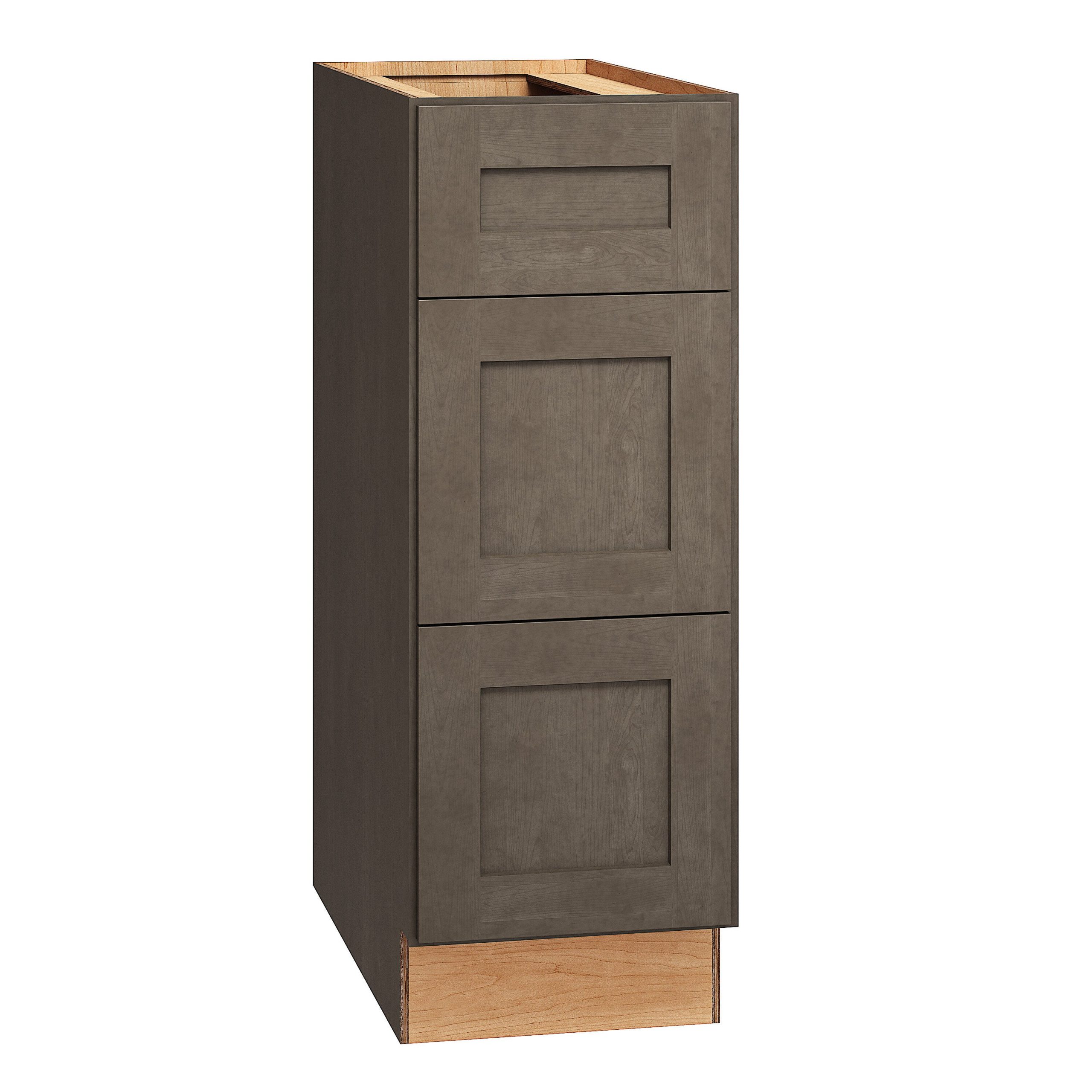 Diamond Express Jamestown 12-in W x 34.5-in H x 24-in D Colt Brown 3-Drawer Base Fully Assembled Plywood Cabinet (Recessed Panel Shaker Style)