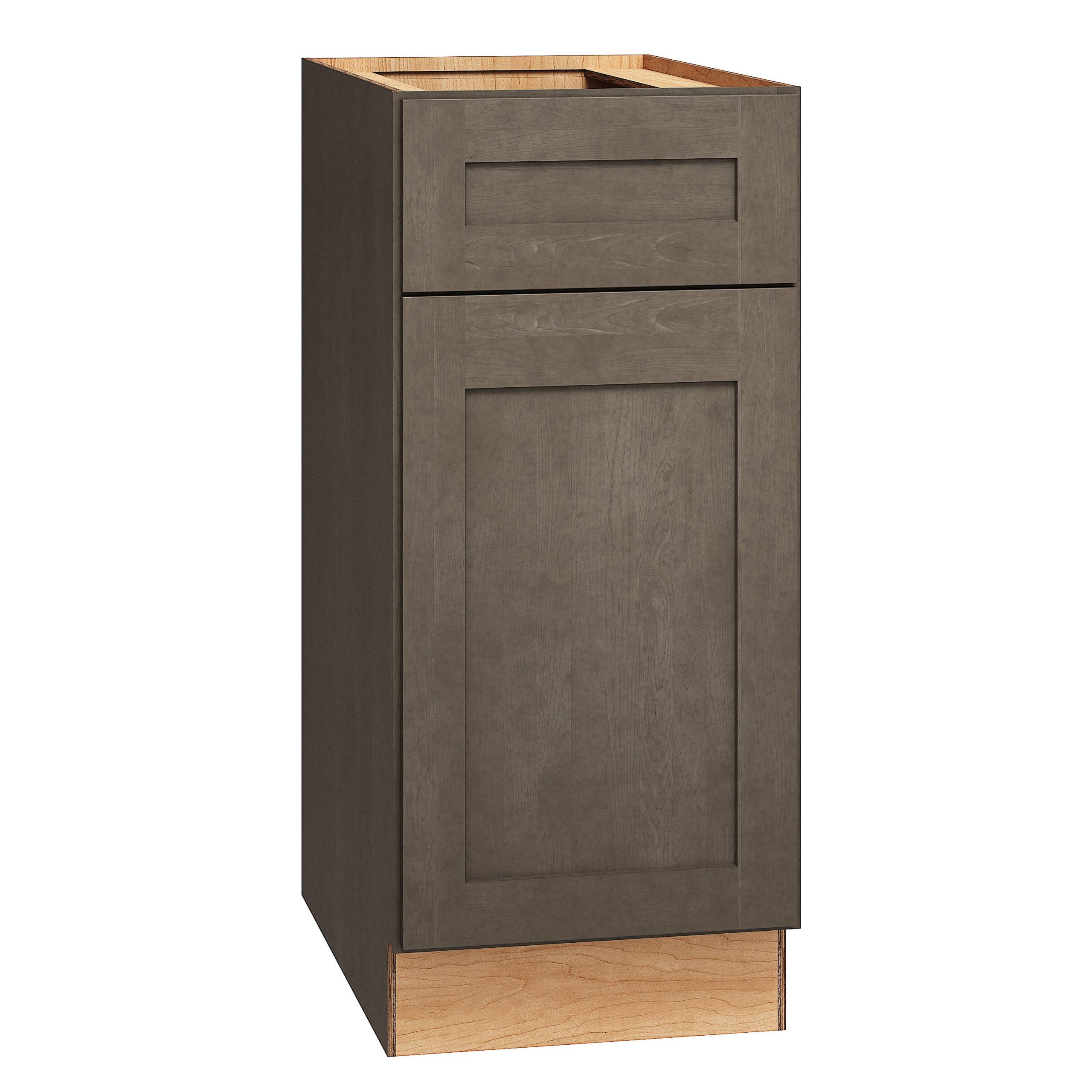 Diamond Express Jamestown 15-in W x 34.5-in H x 24-in D Colt Brown 1-Drawer Base Fully Assembled Plywood Cabinet (Recessed Panel Shaker Style)