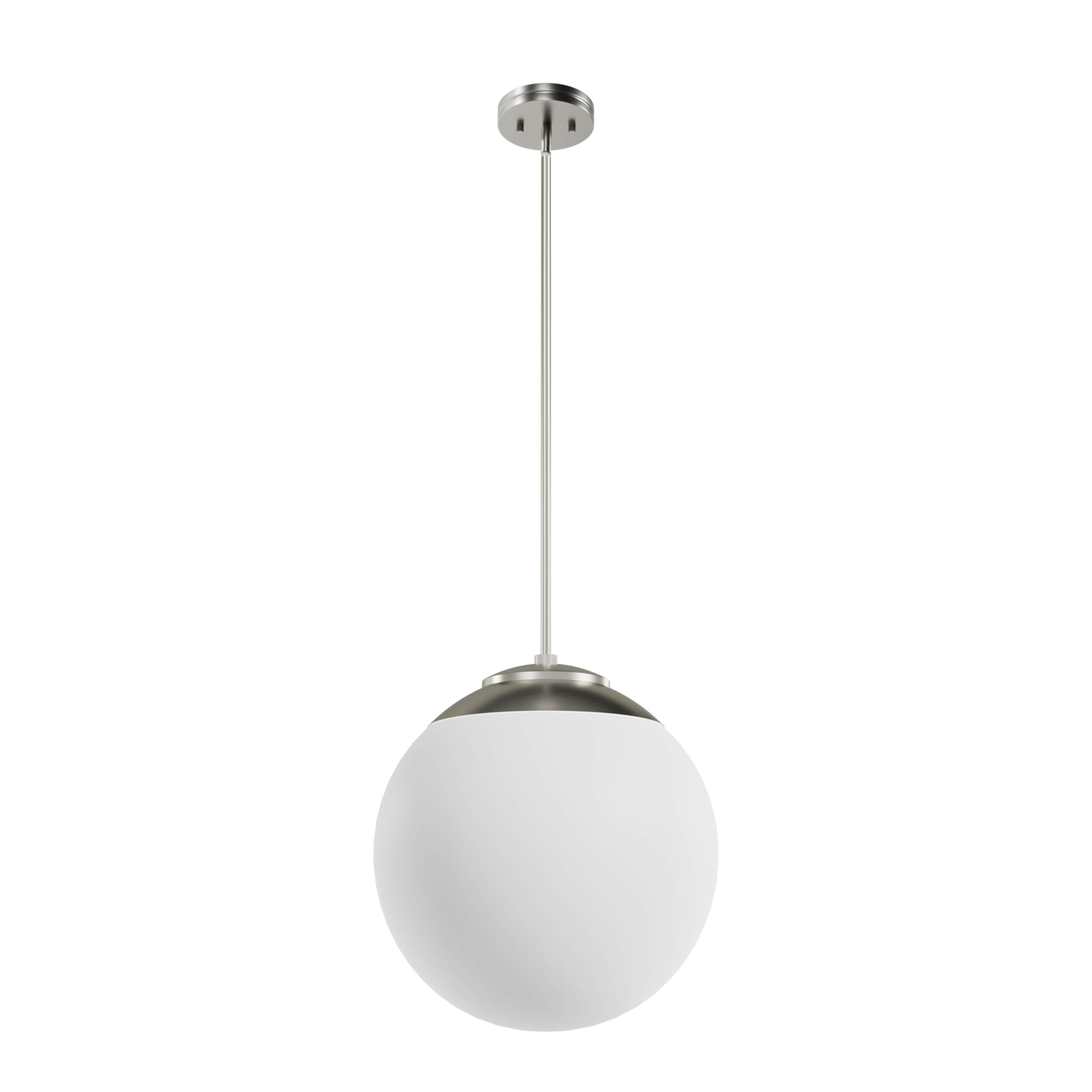 Hunter Hepburn 3-Light Brushed Nickel Mid-century White Glass Globe LED Medium Hanging Pendant Light