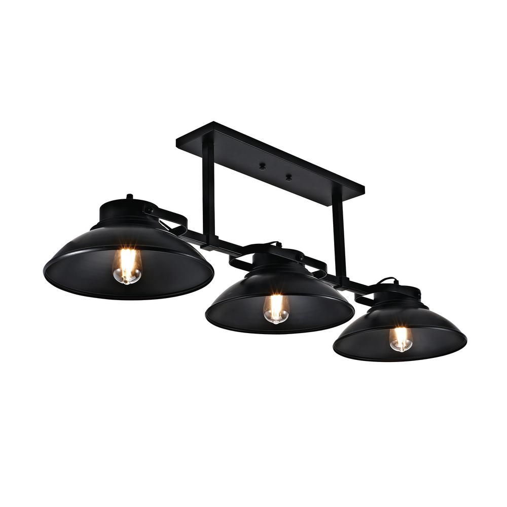 3-Light Contemporary Barnyard Medium Outdoor Hanging Chandelier, Black