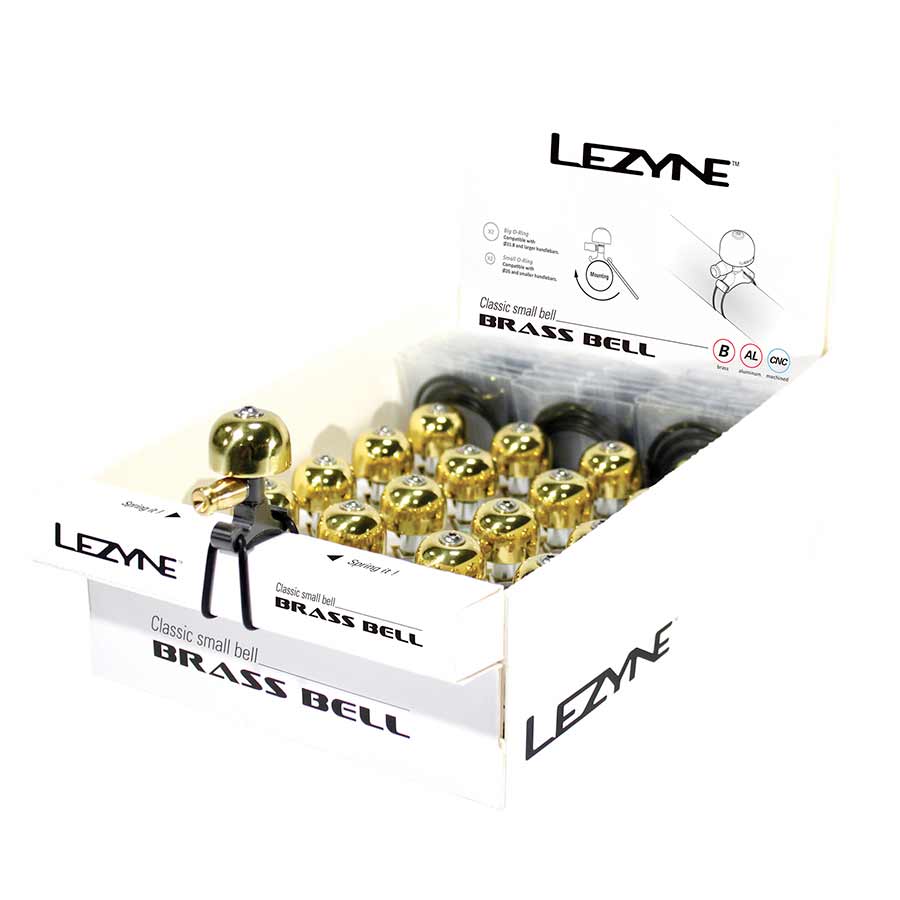Lezyne Classic Brass Bicycle Bells – Durable Brass/Aluminum Construction, Compact Sound, Versatile Mounts, Stylish Black & Brass Options for Cycling Safety