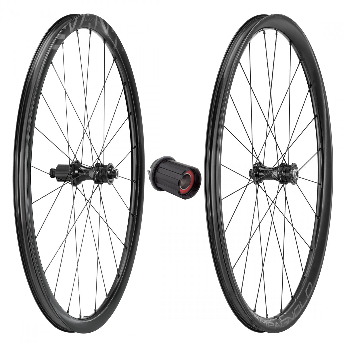 Campagnolo Levante 700c Carbon Gravel Wheelsets – Unidirectional H.U.L.C. Carbon, Center Lock Disc, Tubeless Ready, 12x100-142mm Thru Axle, 24H Spokes