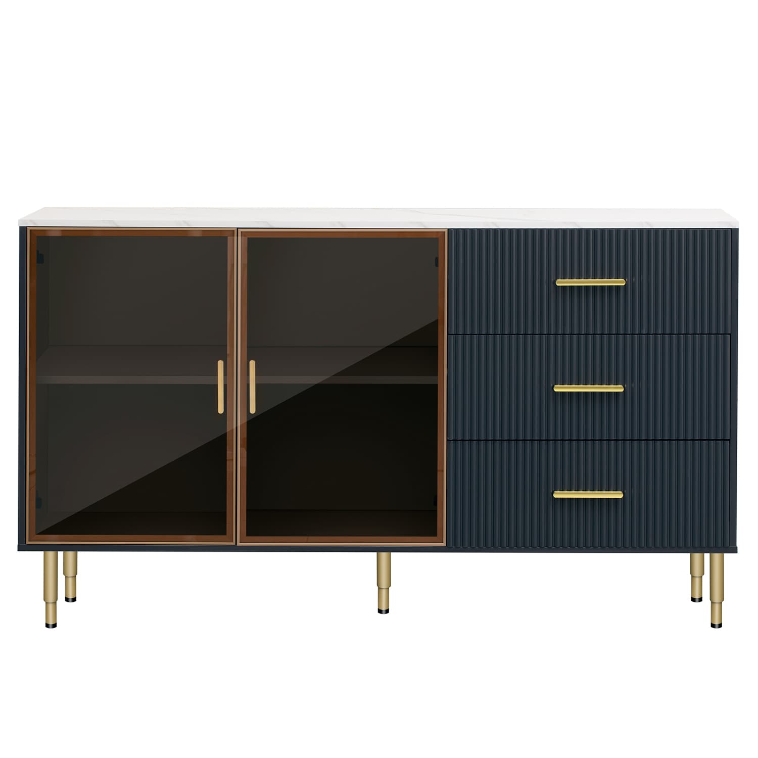 GZMR Modern Sideboard MDF Buffet Cabinet, Navy Blue Contemporary/Modern Navy Blue Sideboard