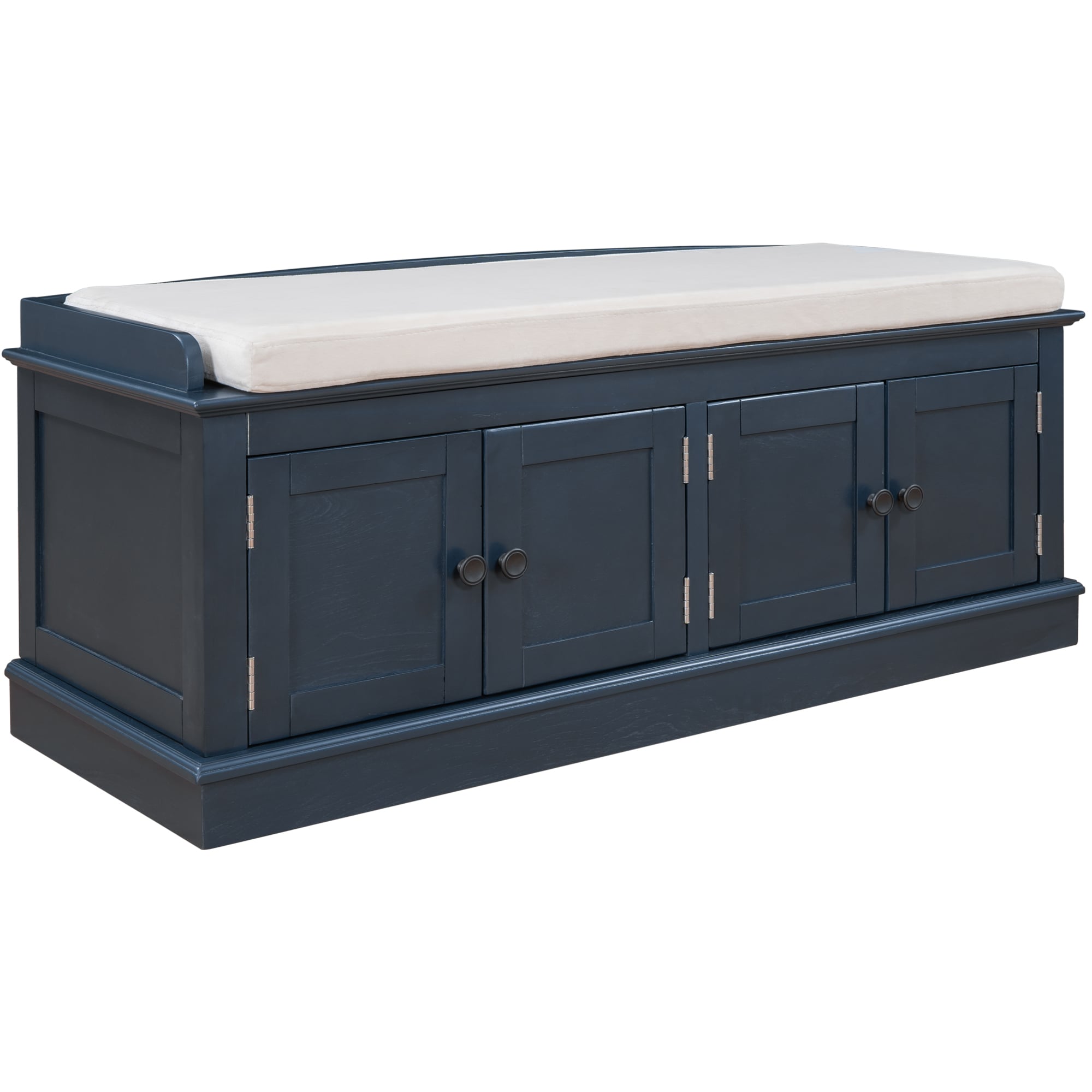 Qualler Modern Antique Navy Storage Bench 42.7-in x 16-in x 17.4-in