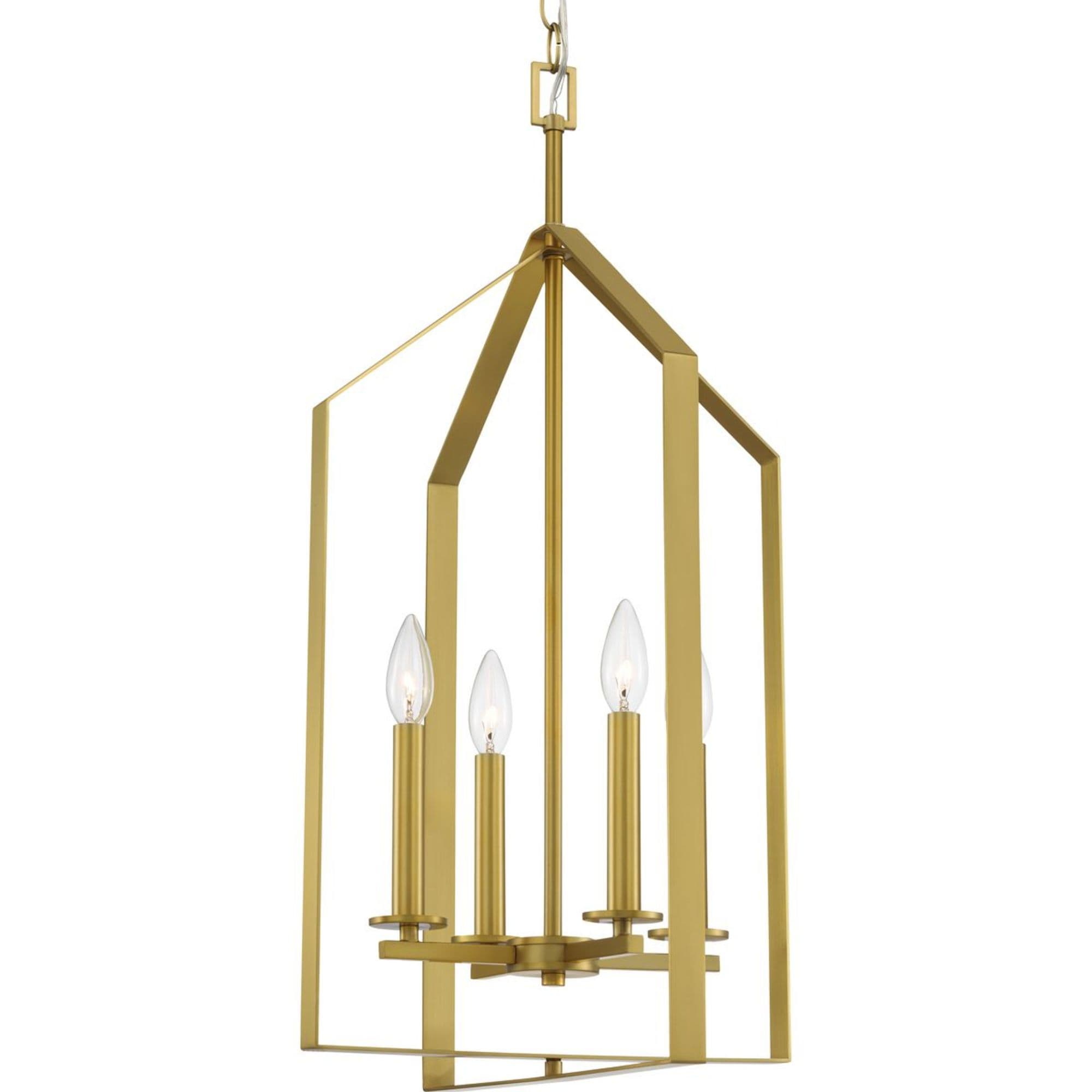 Progress Lighting Vertex 4-Light Brushed Gold Modern/Contemporary Geometric Medium Hanging Pendant Light