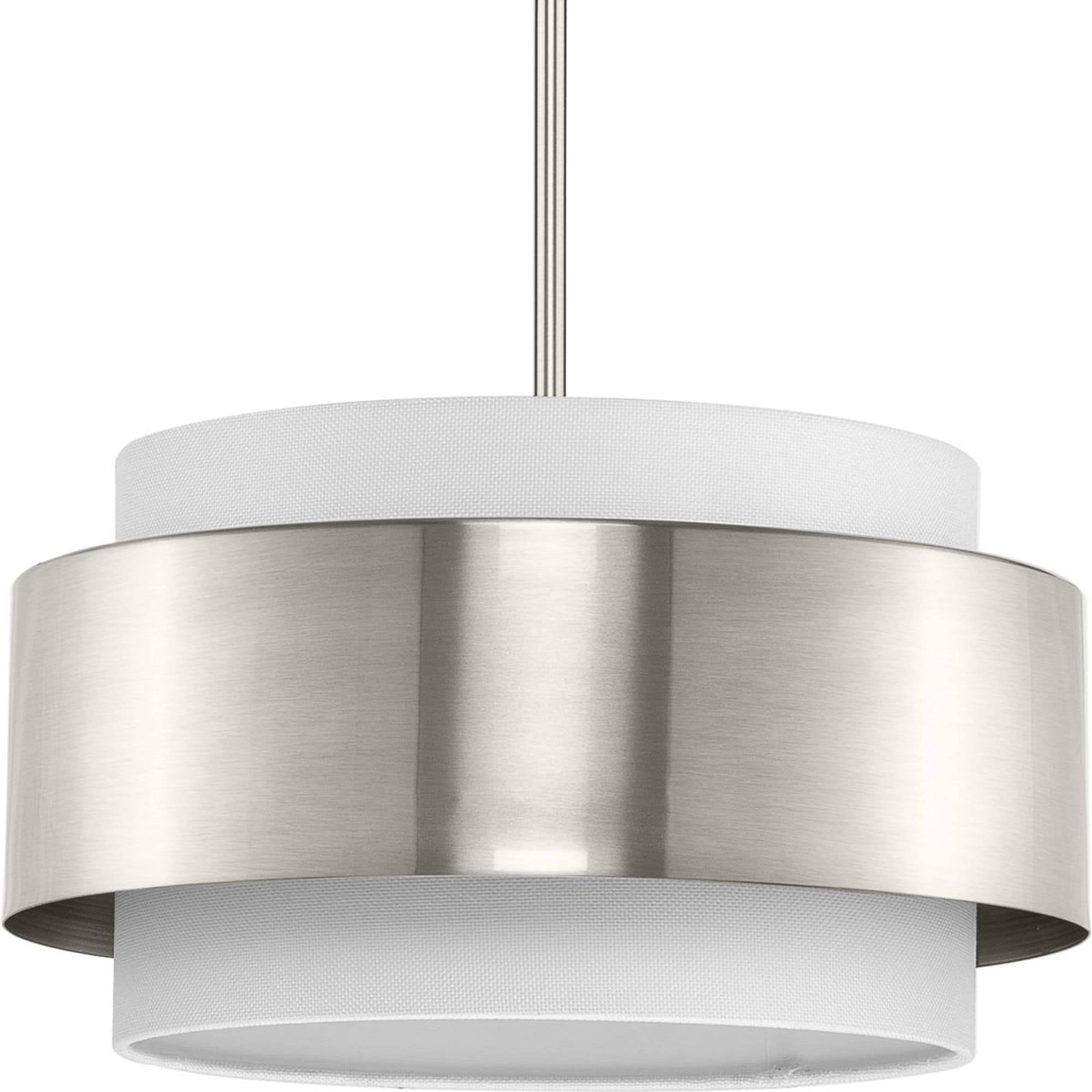 Progress Lighting Silva 3-Light Brushed Nickel Modern/Contemporary Drum Medium Hanging Pendant Light