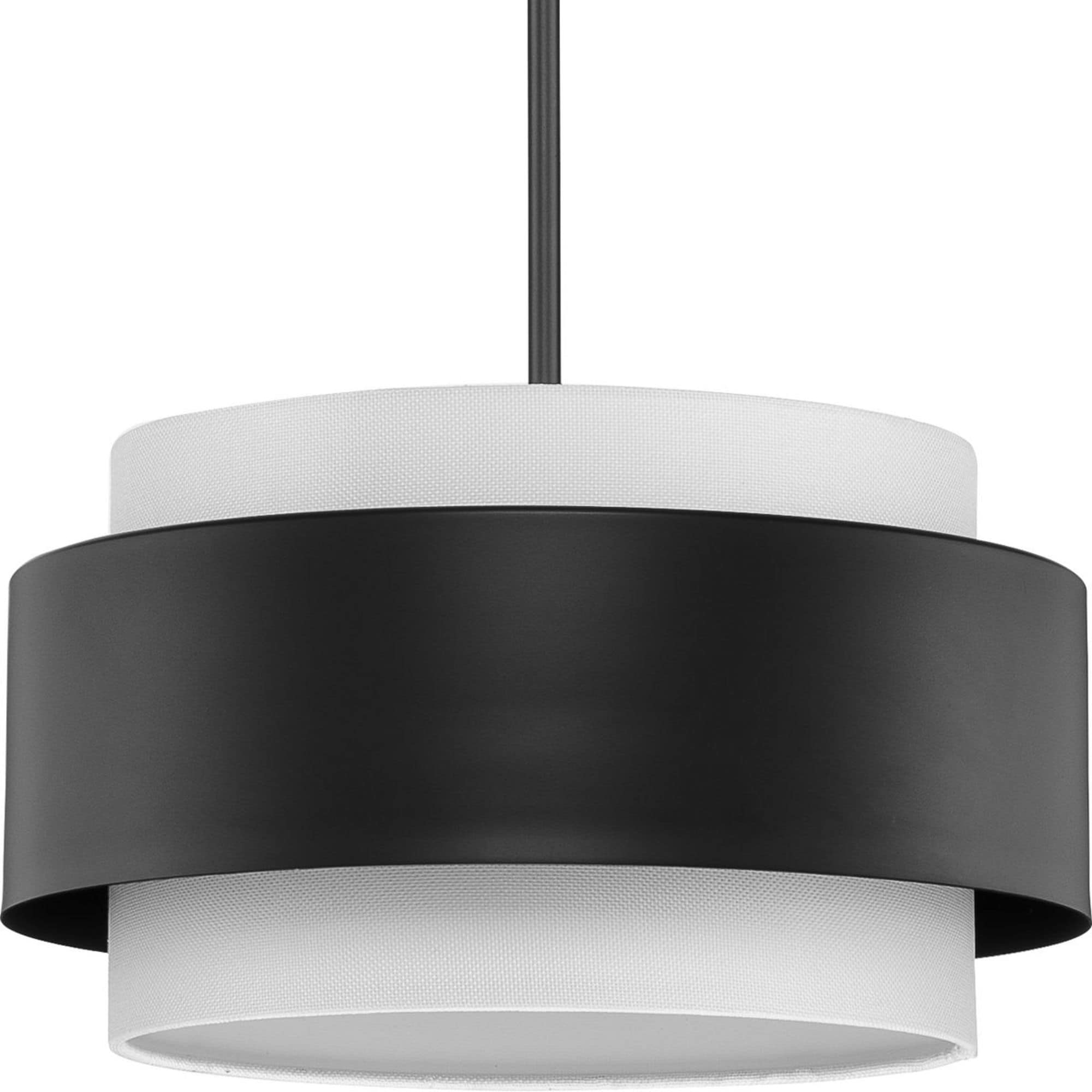 Progress Lighting Silva 3-Light Matte Black Modern/Contemporary Drum Medium Hanging Pendant Light