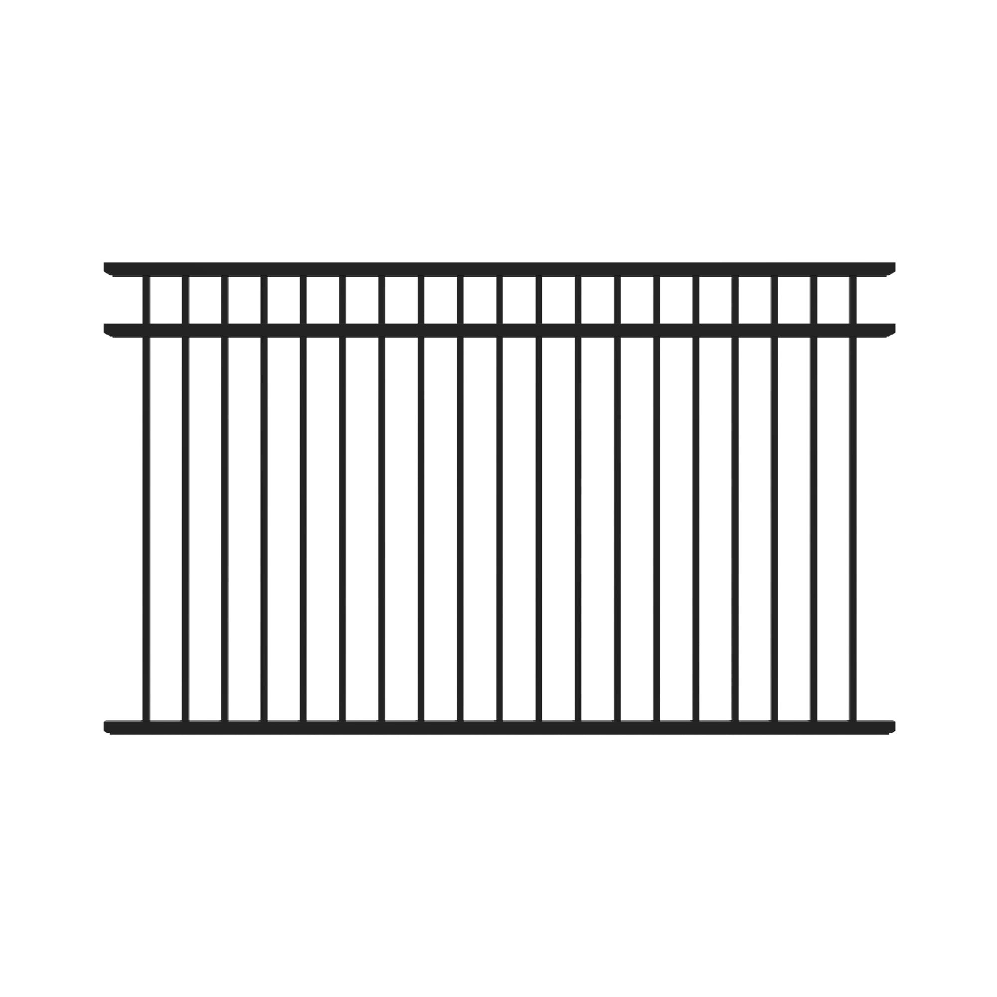Fortress Building Products 4-1/2-ft H x 8-ft W Gloss Black Aluminum Spaced Picket Flat-top Privacy Fence Panel