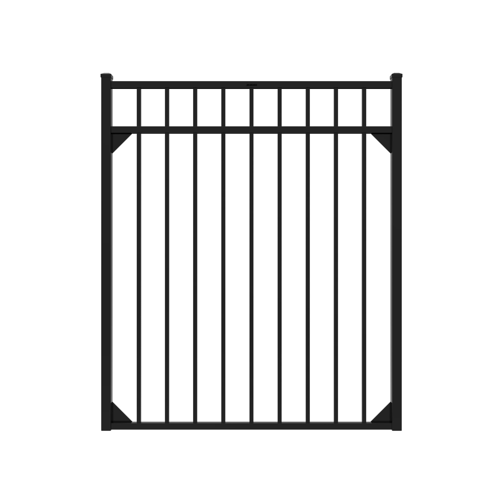 Fortress Building Products 4-1/2-ft H x 5-ft W Gloss Black Aluminum Spaced Picket Flat-top Privacy Fence Gate