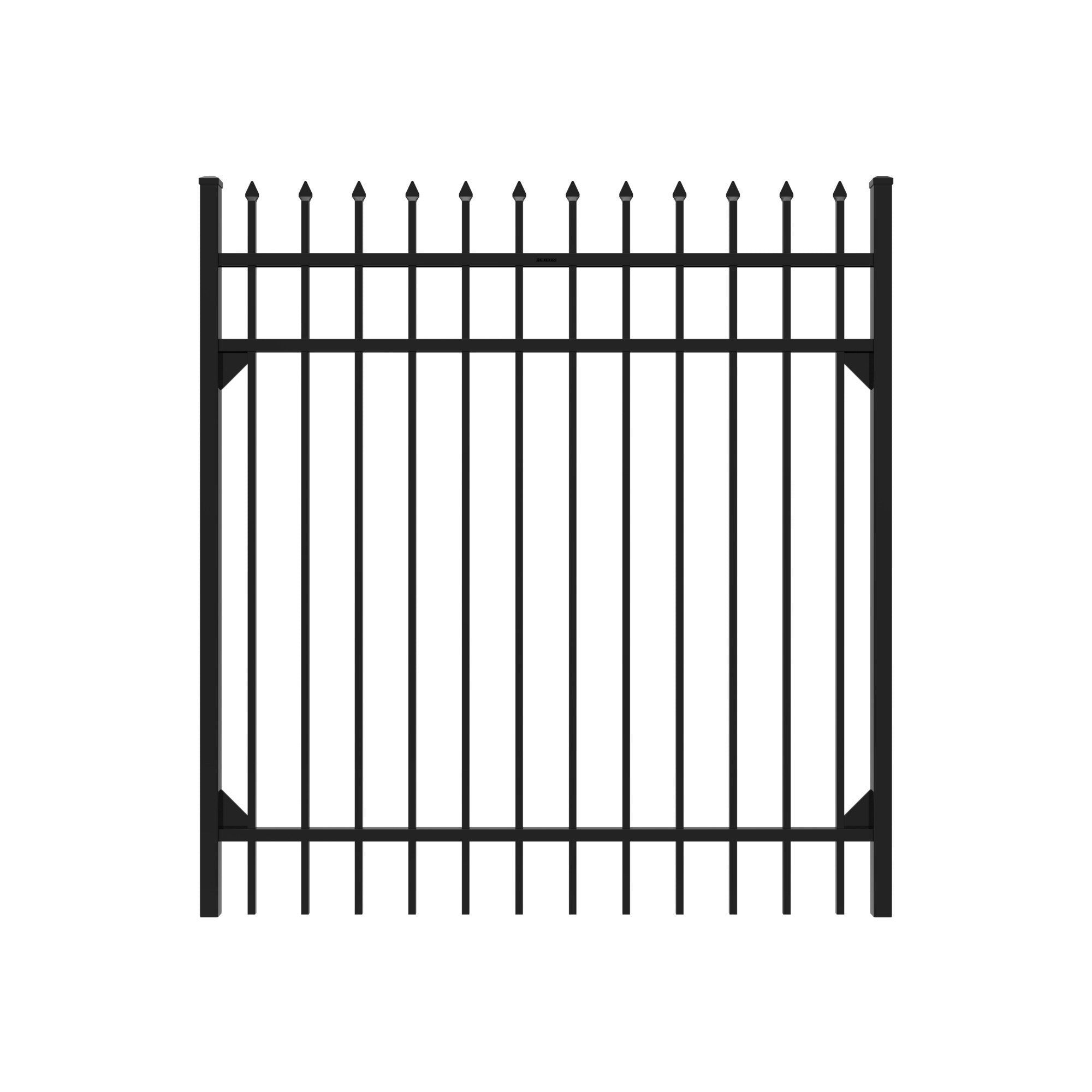 Fortress Building Products 5-ft H x 5-ft W Gloss Black Aluminum Spaced Picket Pressed-point Privacy Fence Gate