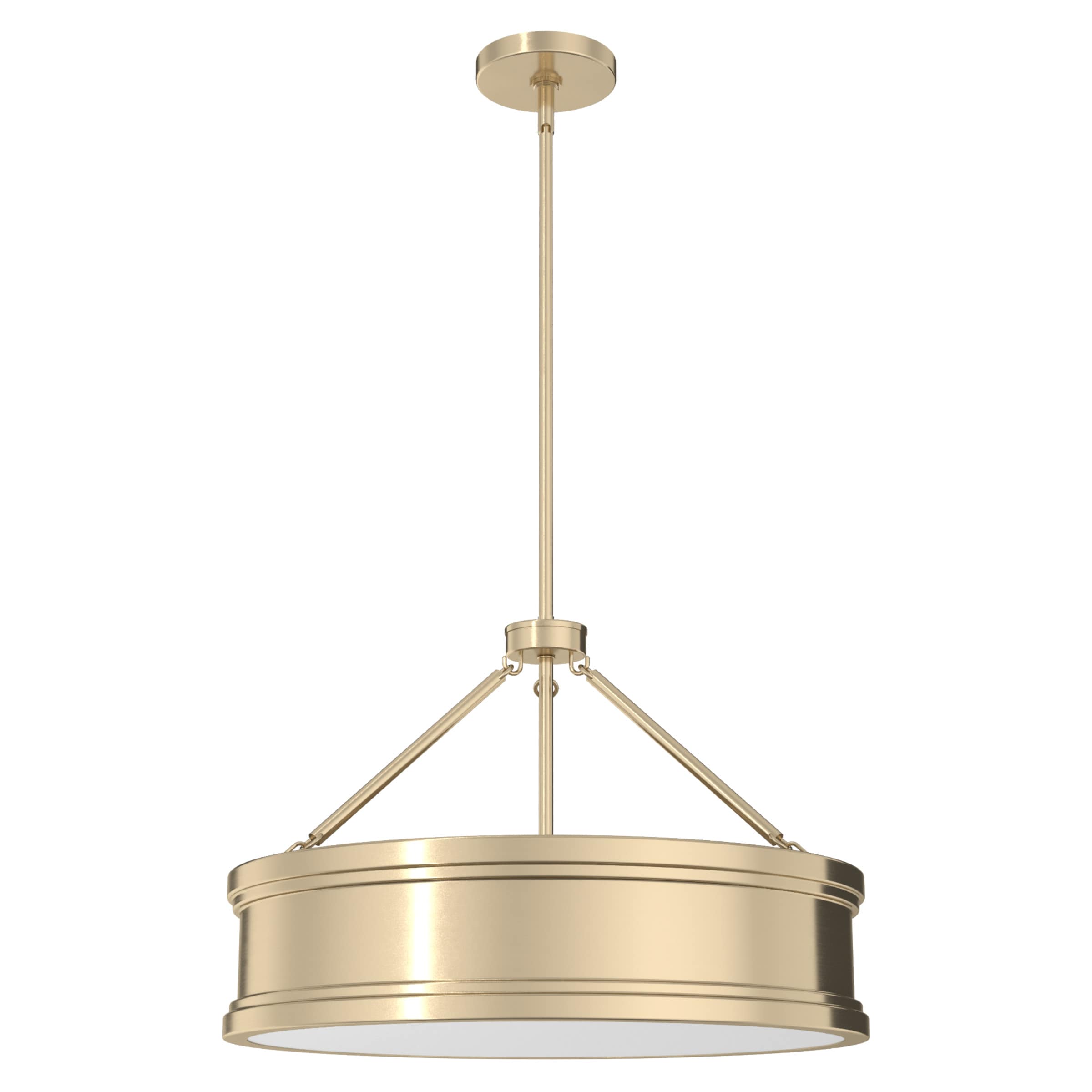 Hunter Capshaw 5-Light Alturas Gold Traditional Frosted Glass Drum LED Medium Hanging Kitchen Island Light
