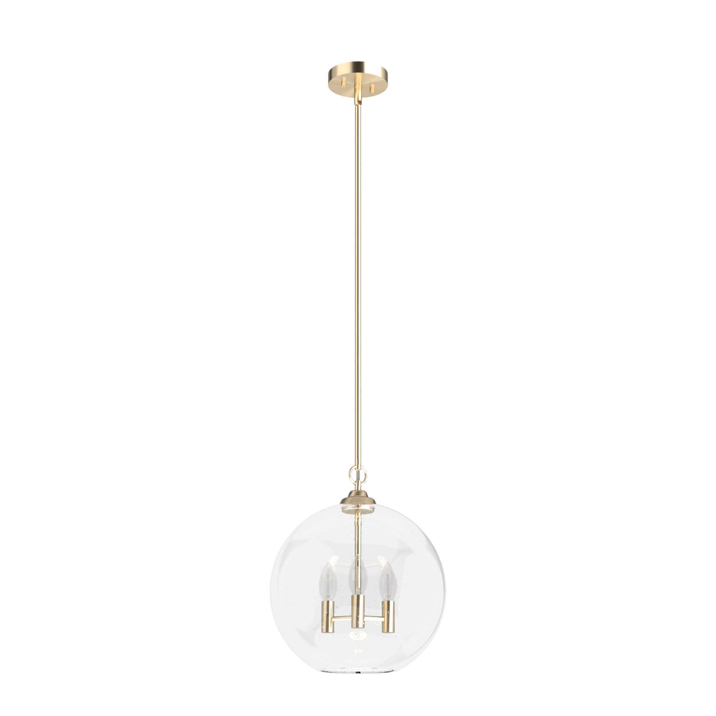 Hunter High Oaks 3-Light Palm Gold Transitional Seeded Glass Globe LED Medium Hanging Pendant Light