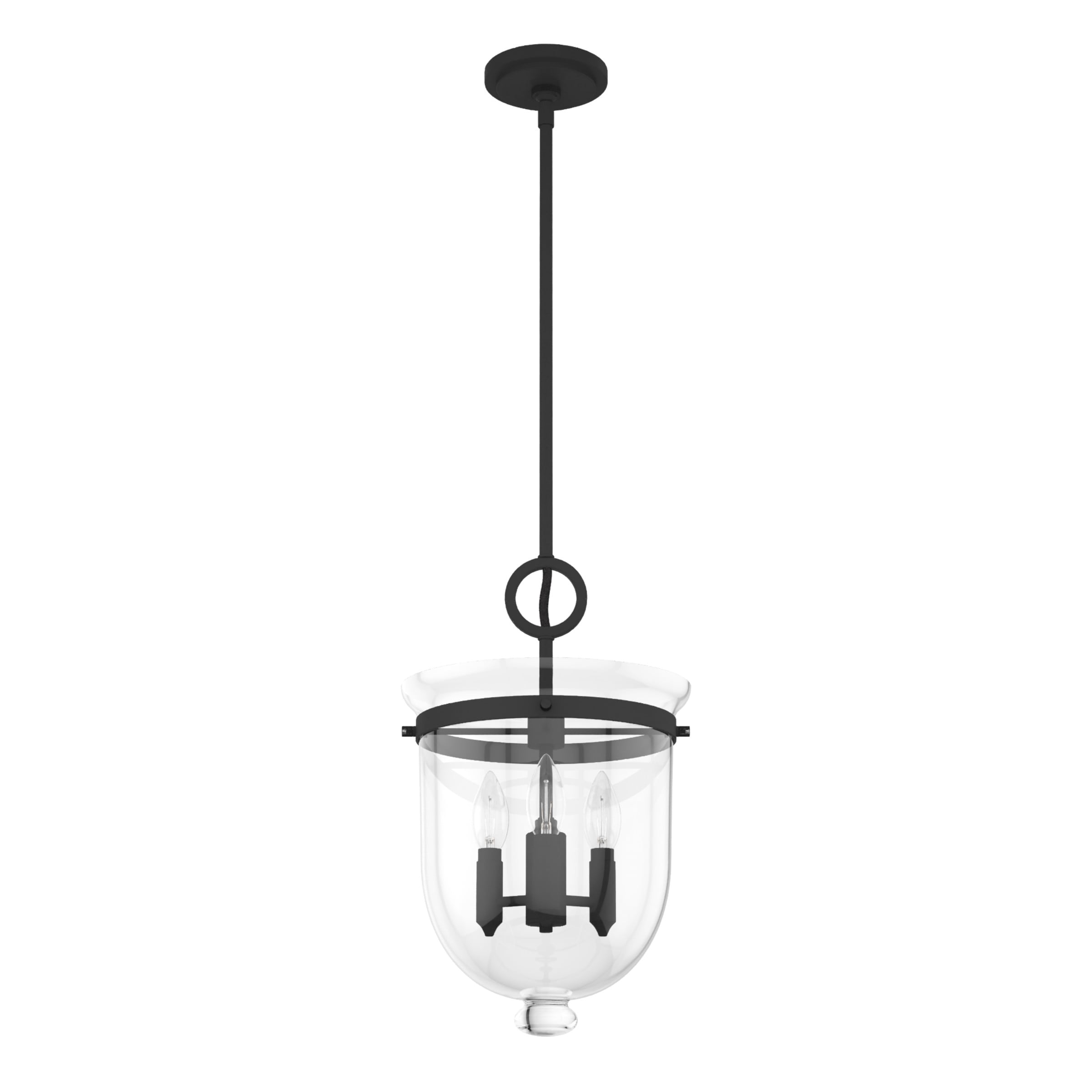 Hunter Belltown 3-Light Natural Iron Transitional Clear Glass Urn LED Medium Hanging Pendant Light