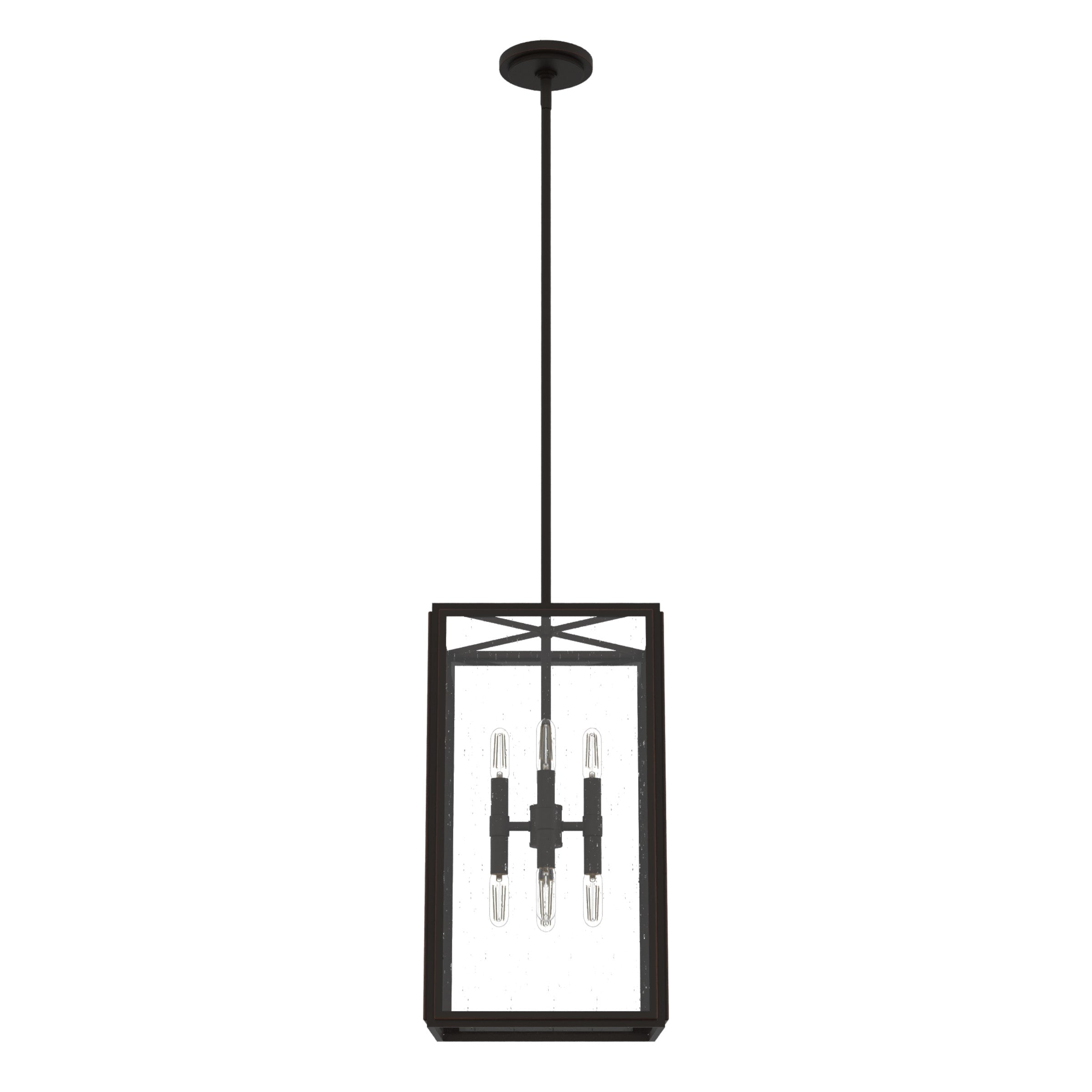 Hunter Felippe 8-Light Onyx Bengal Modern/Contemporary Seeded Glass Lantern LED Medium Hanging Pendant Light