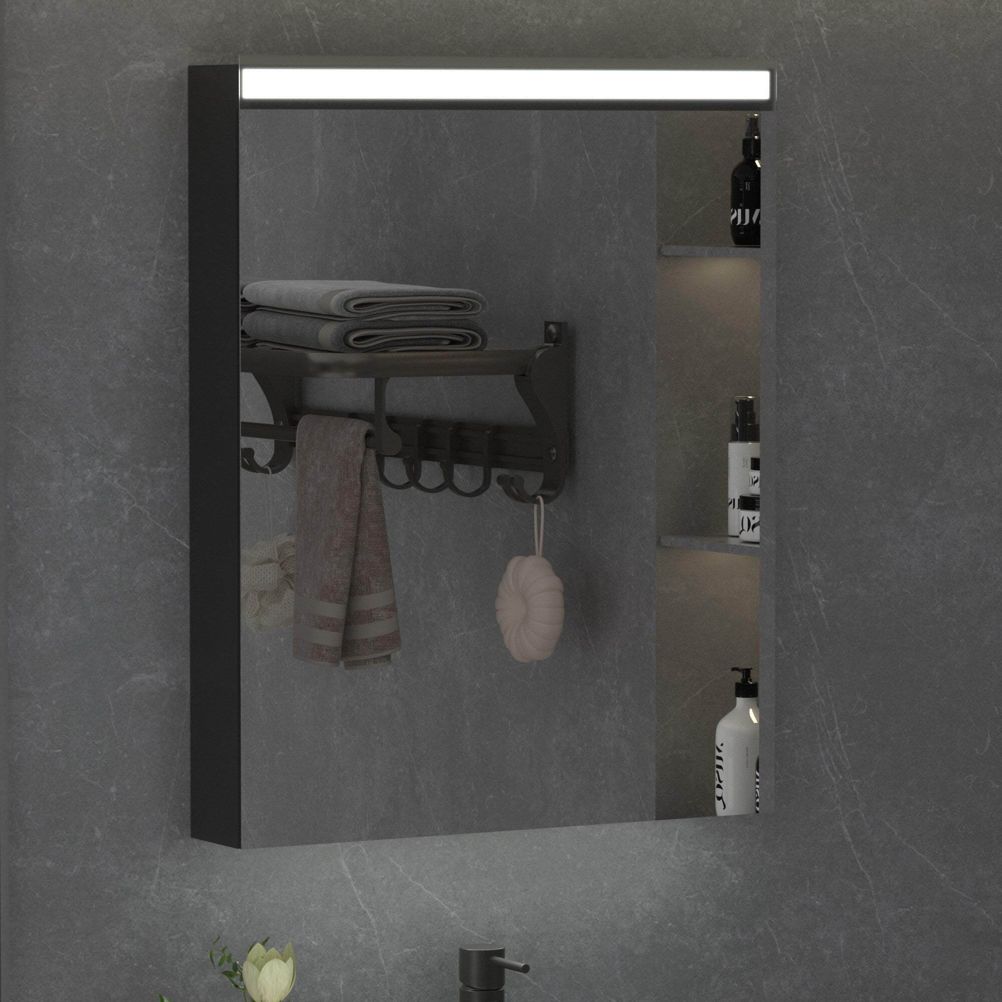 Forclover 24-in x 30-in Lighted LED Surface Mount Aluminum Mirrored Medicine Cabinet