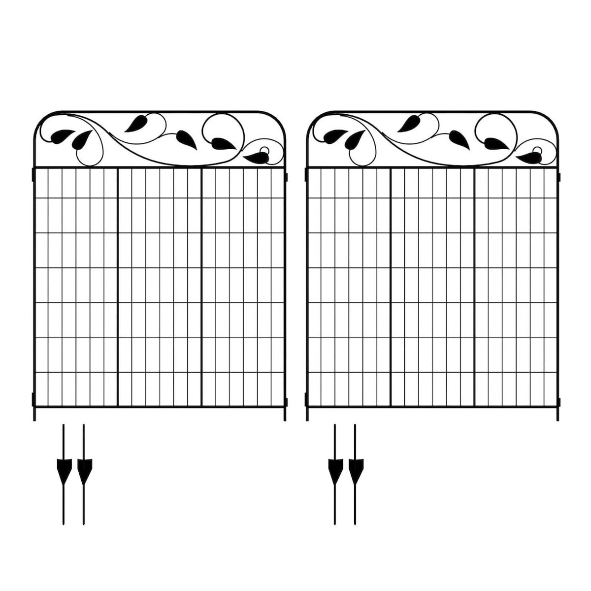 YARDLINK 4-ft H x 3-ft W Black Steel Decorative Metal Straight-top No Dig Decorative Fence Panel