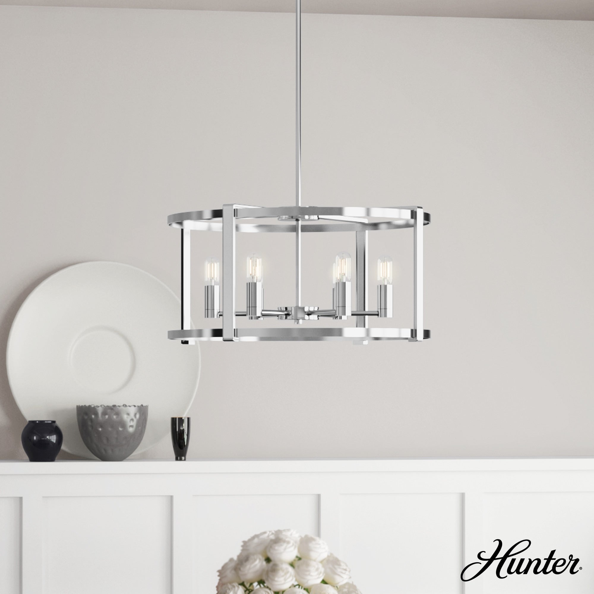 Hunter Astwood 6-Light Polished Nickel Transitional Led Chandelier