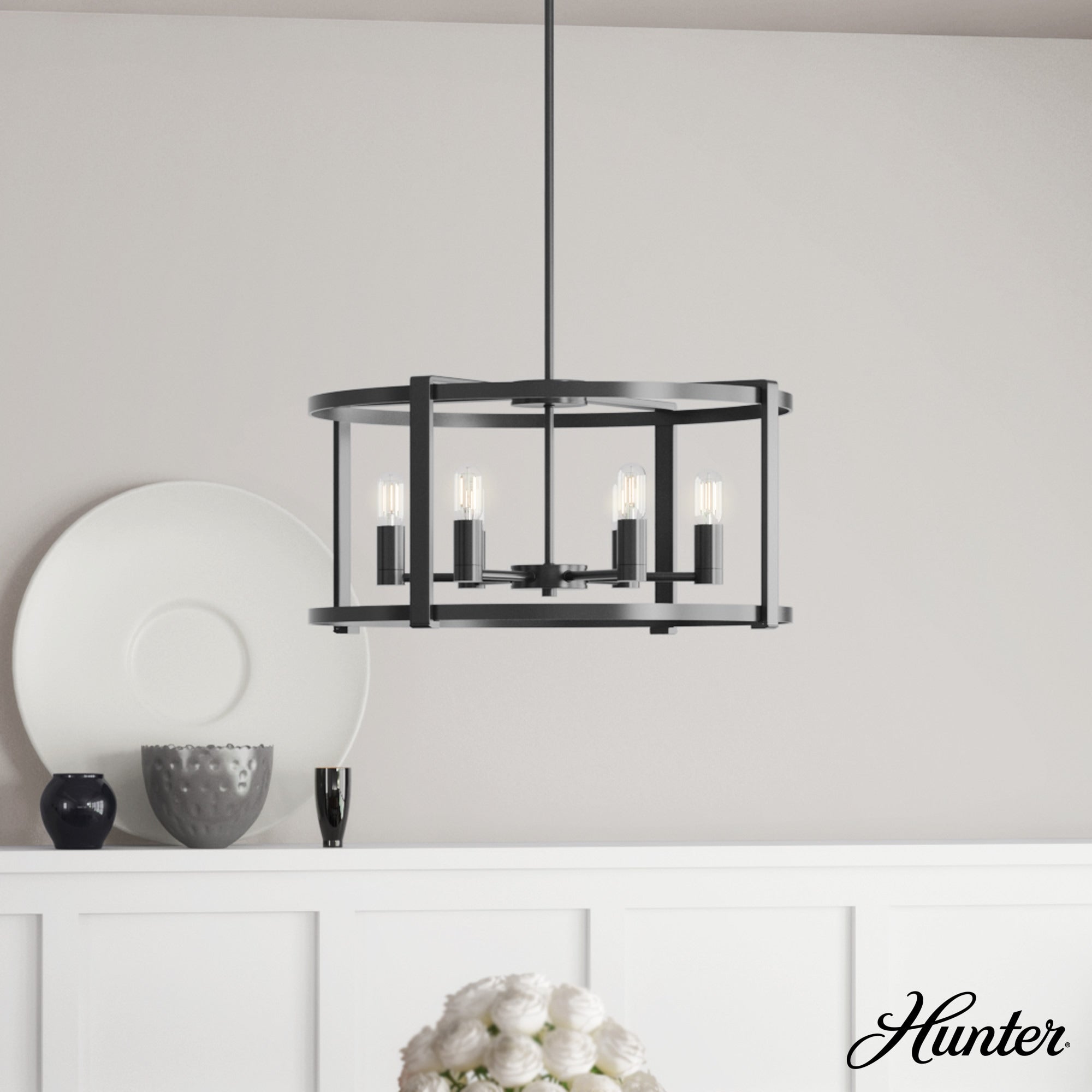Hunter Astwood 6-Light Matte Black Transitional Led Chandelier