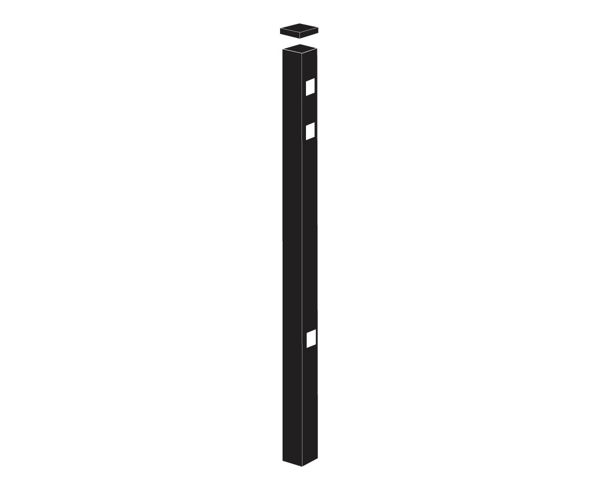 Freedom Concord/New Haven 6-ft H x 2-in W Black Aluminum Spaced Picket Flat-top Decorative End Fence Post
