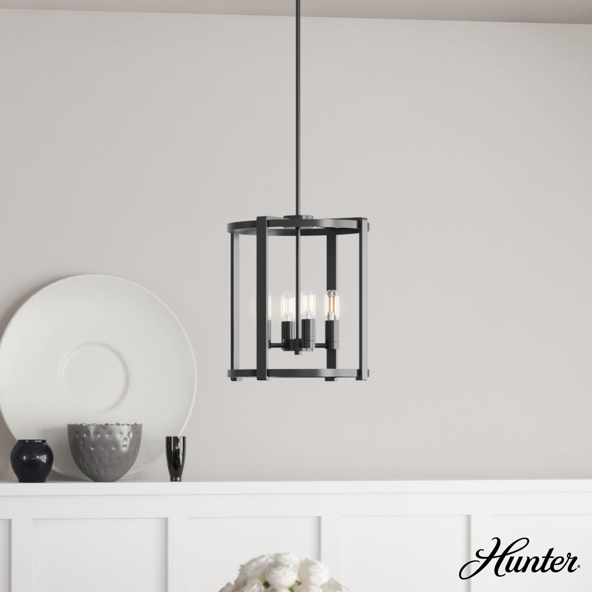 Hunter Astwood 4-Light Matte Black Transitional Led Chandelier