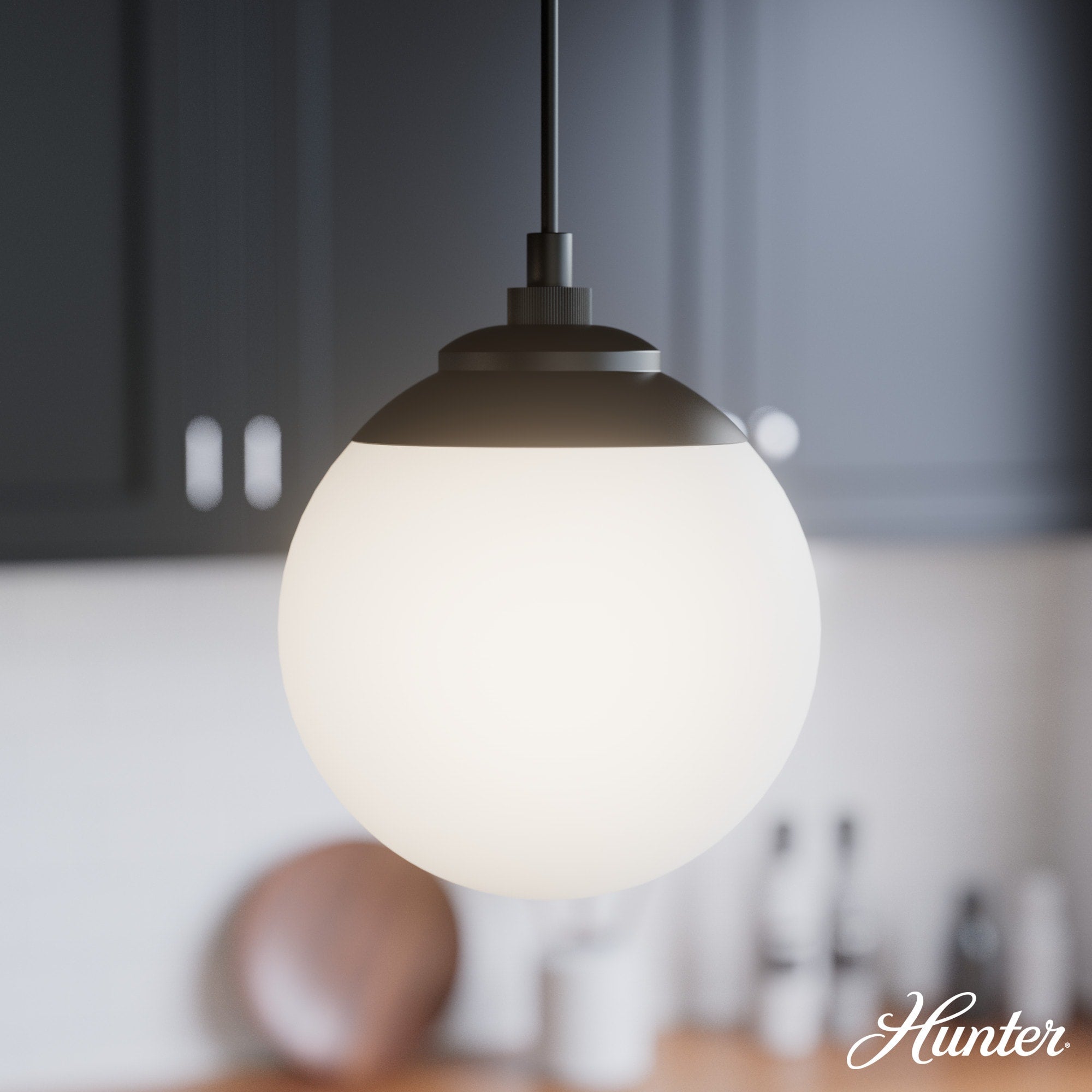 Hunter Hepburn 3-Light Matte Black Glam Globe LED Large Hanging