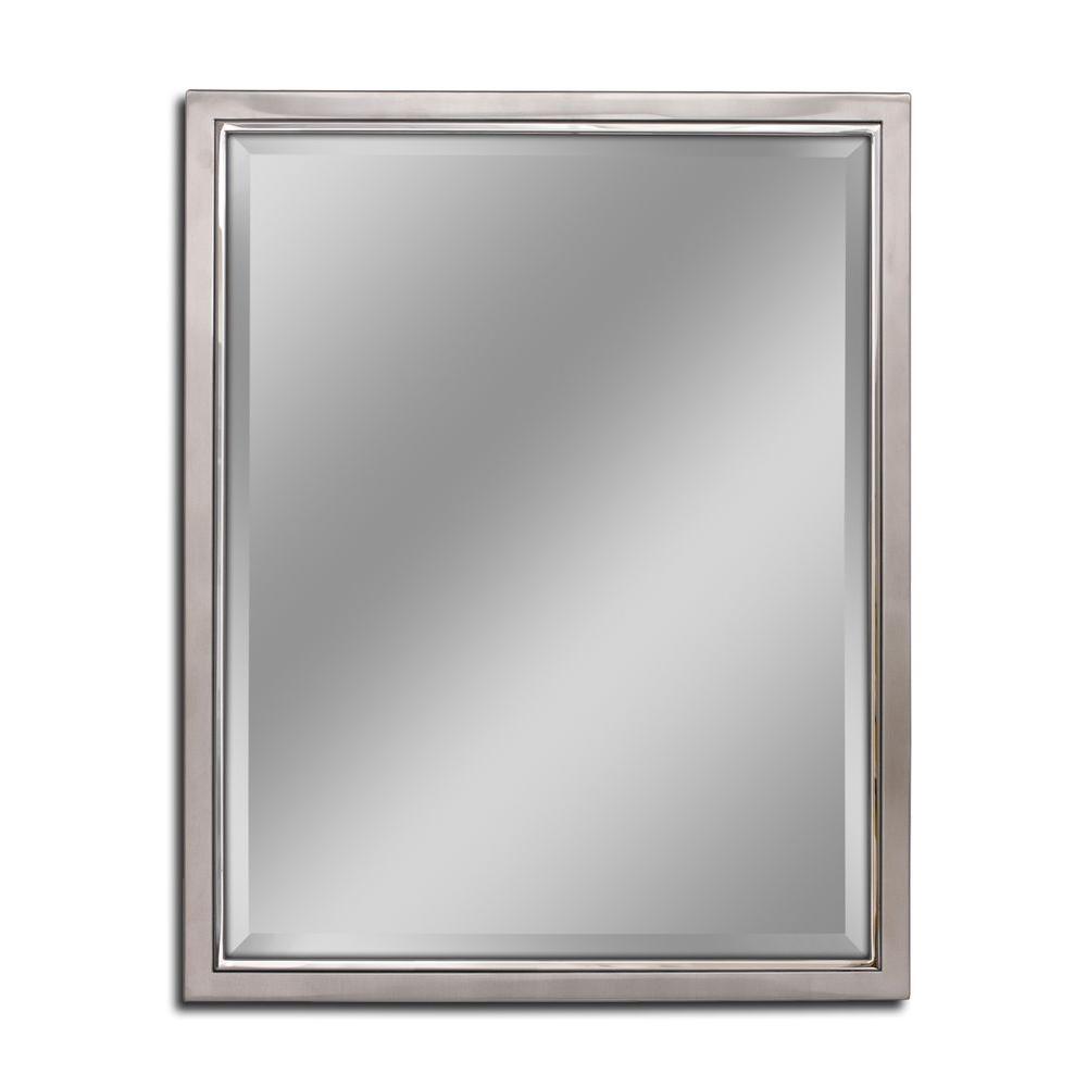24 in. W x 30 in. H Classic Metal Framed Wall Mirror in Brush Nickel / Chrome