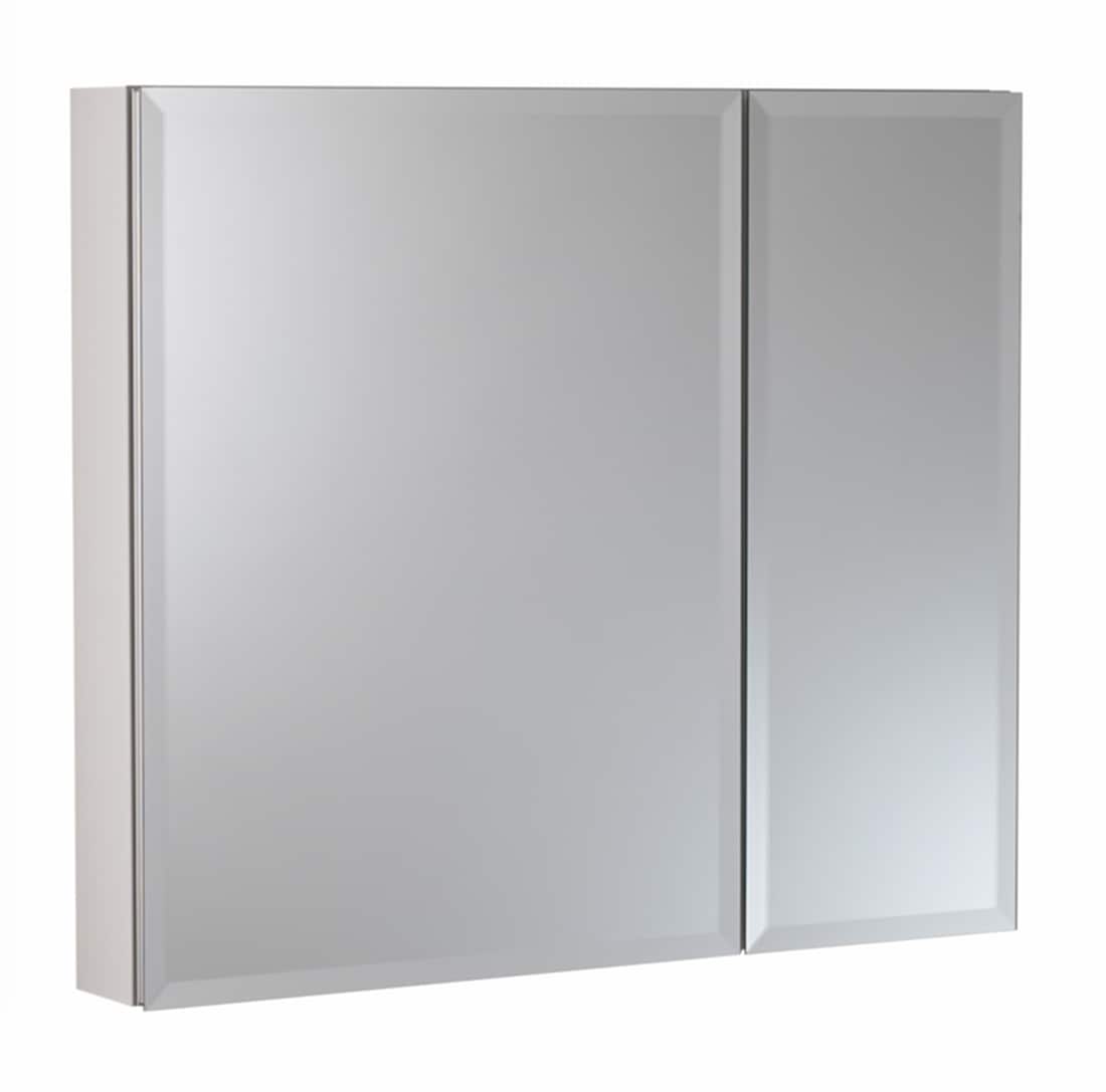 Forclover KF 30-in x 26-in Surface/Recessed Mount Satin Mirrored Soft Close Medicine Cabinet