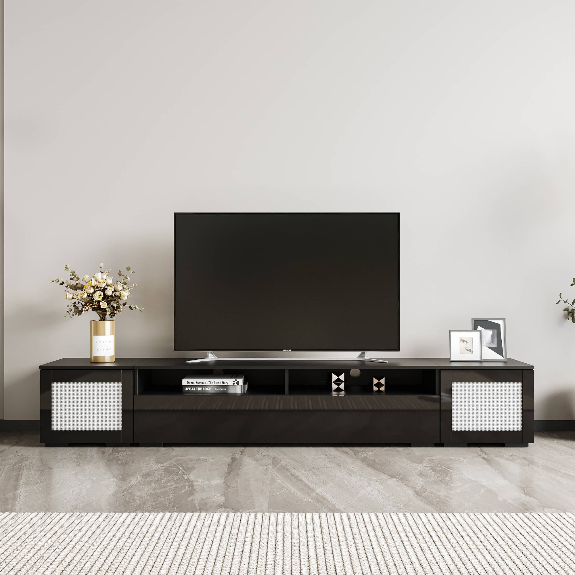 Yiekholo Modern/Contemporary Black Tv Cabinet (Accommodates TVs up to 80-in)