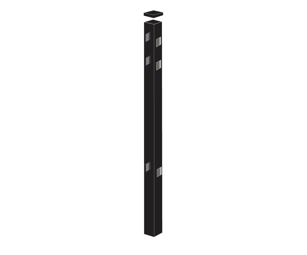 Freedom New Haven 9-ft H x 2-in W Black Aluminum Spaced Picket Flat-top Decorative Line Fence Post