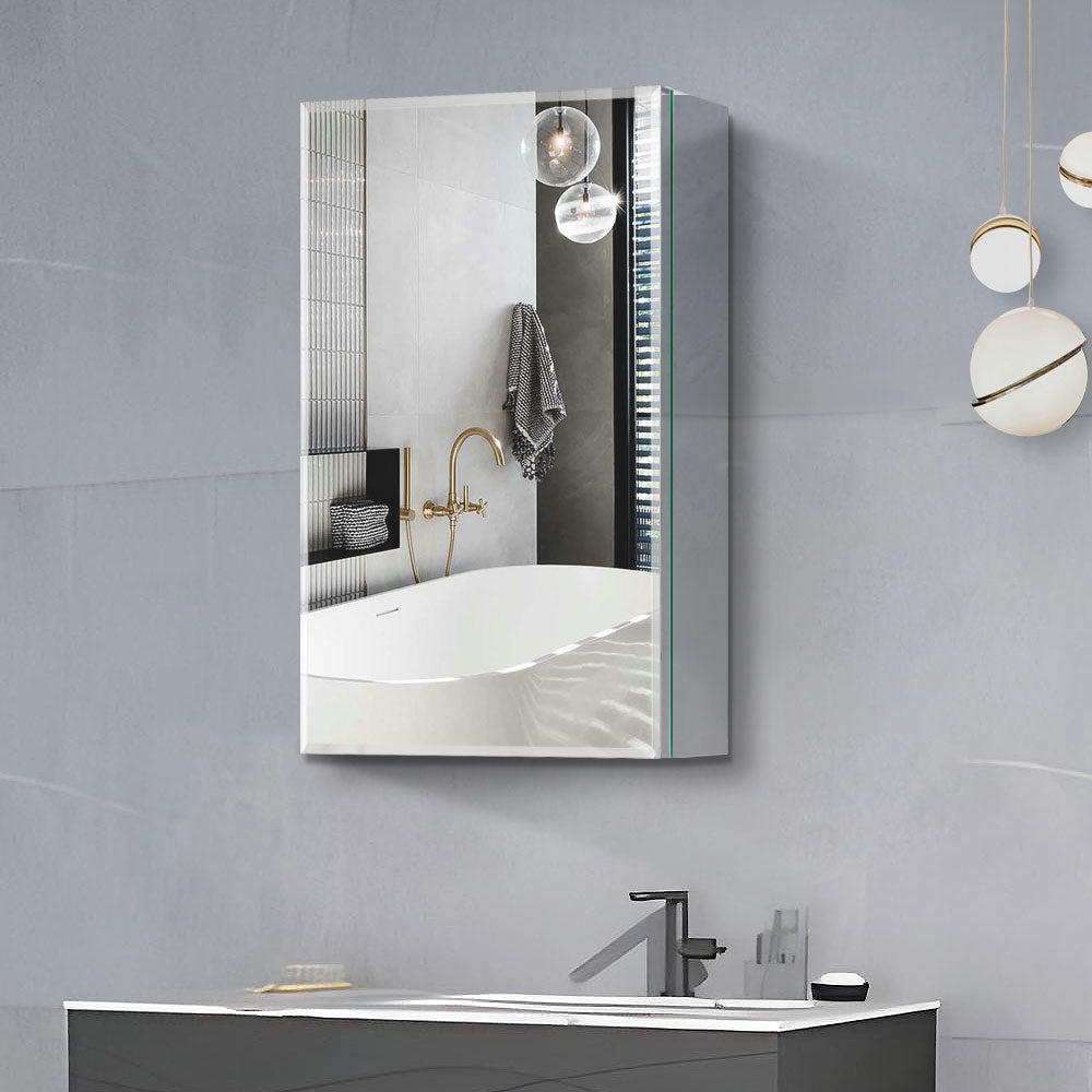 Forclover MA 20-in x 26-in Surface Mount Silver and Black Mirrored Soft Close Medicine Cabinet