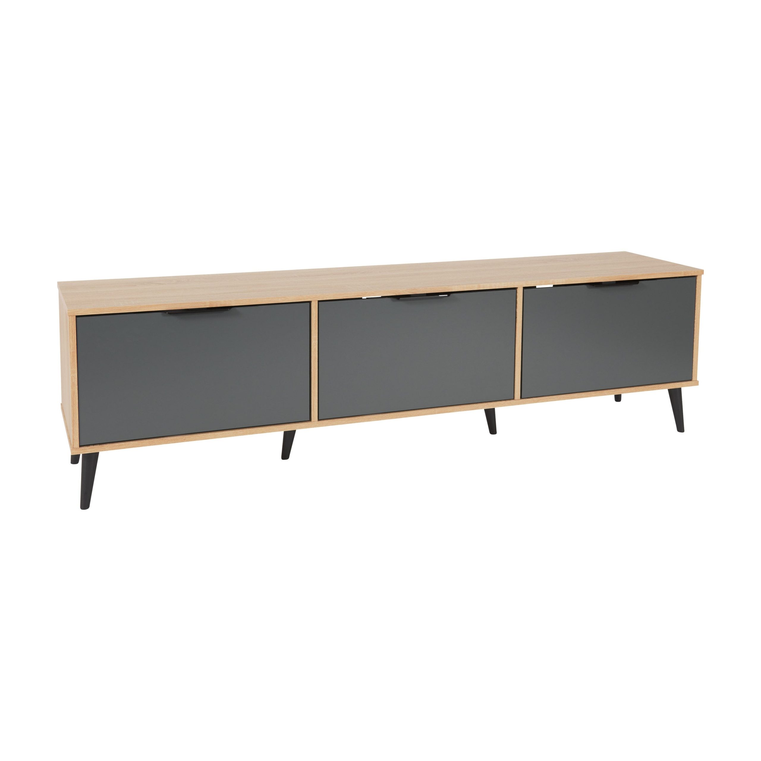 CorLiving Cole Light Woodgrain and Gray TV Stand with Cabinet Storage for TVs up to 85in