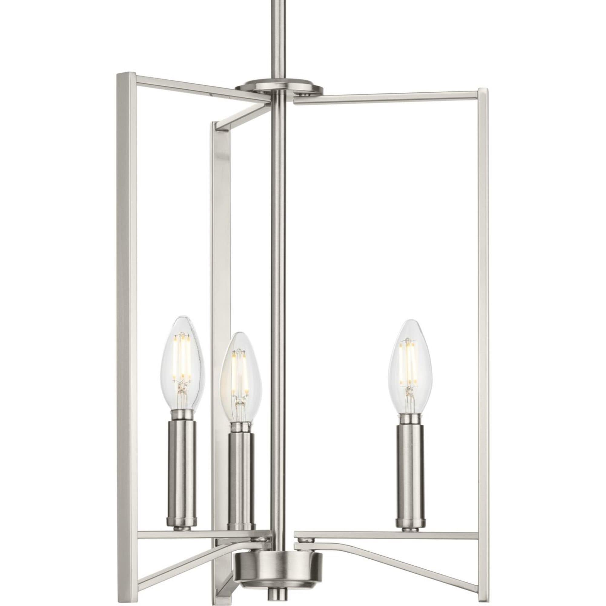Progress Lighting Roxobel 3-Light Brushed Nickel Modern/Contemporary Square Medium Hanging Pendant Light