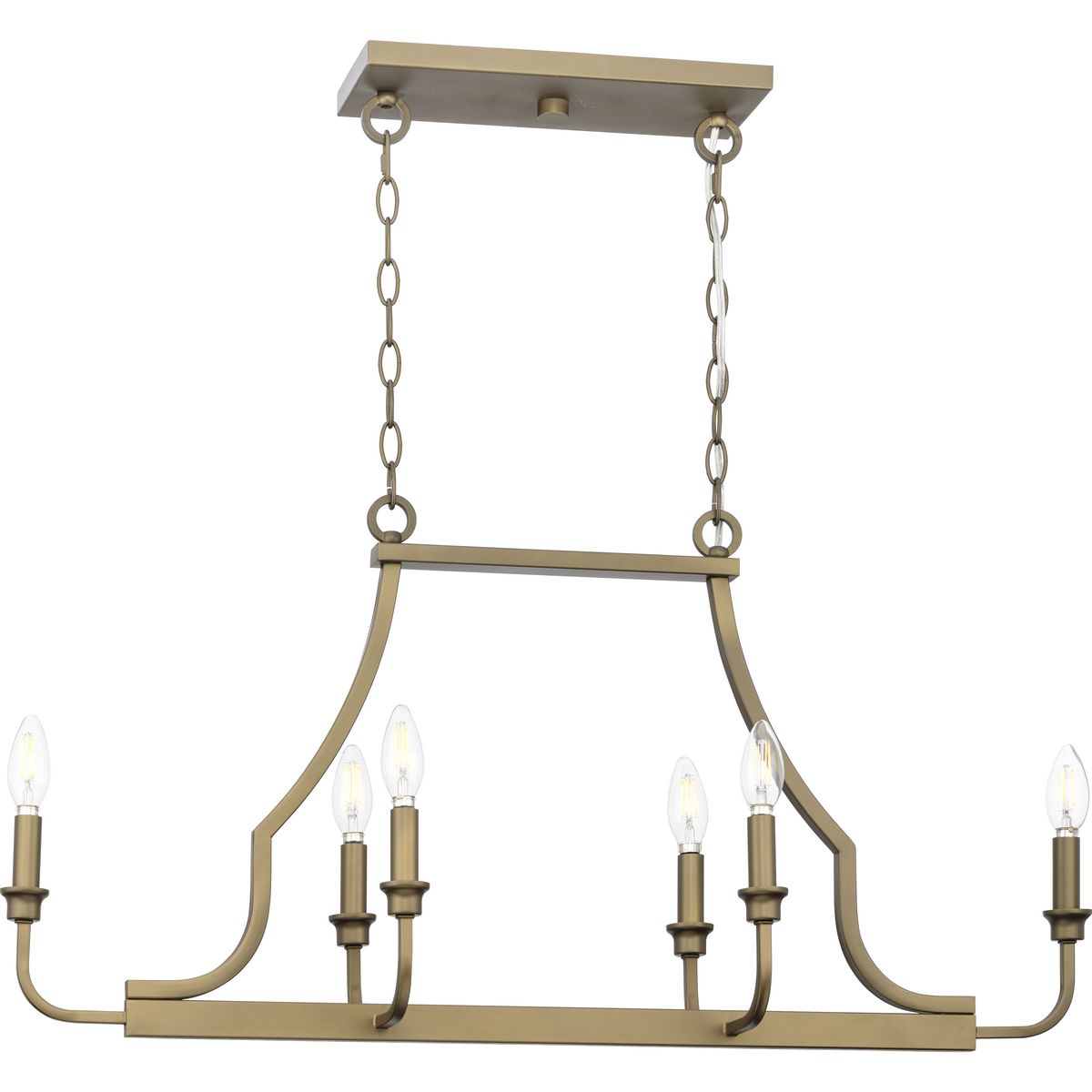 Progress Lighting Myerly 6-Light Weathered Brass Modern/Contemporary Linear Large Hanging Kitchen Island Light
