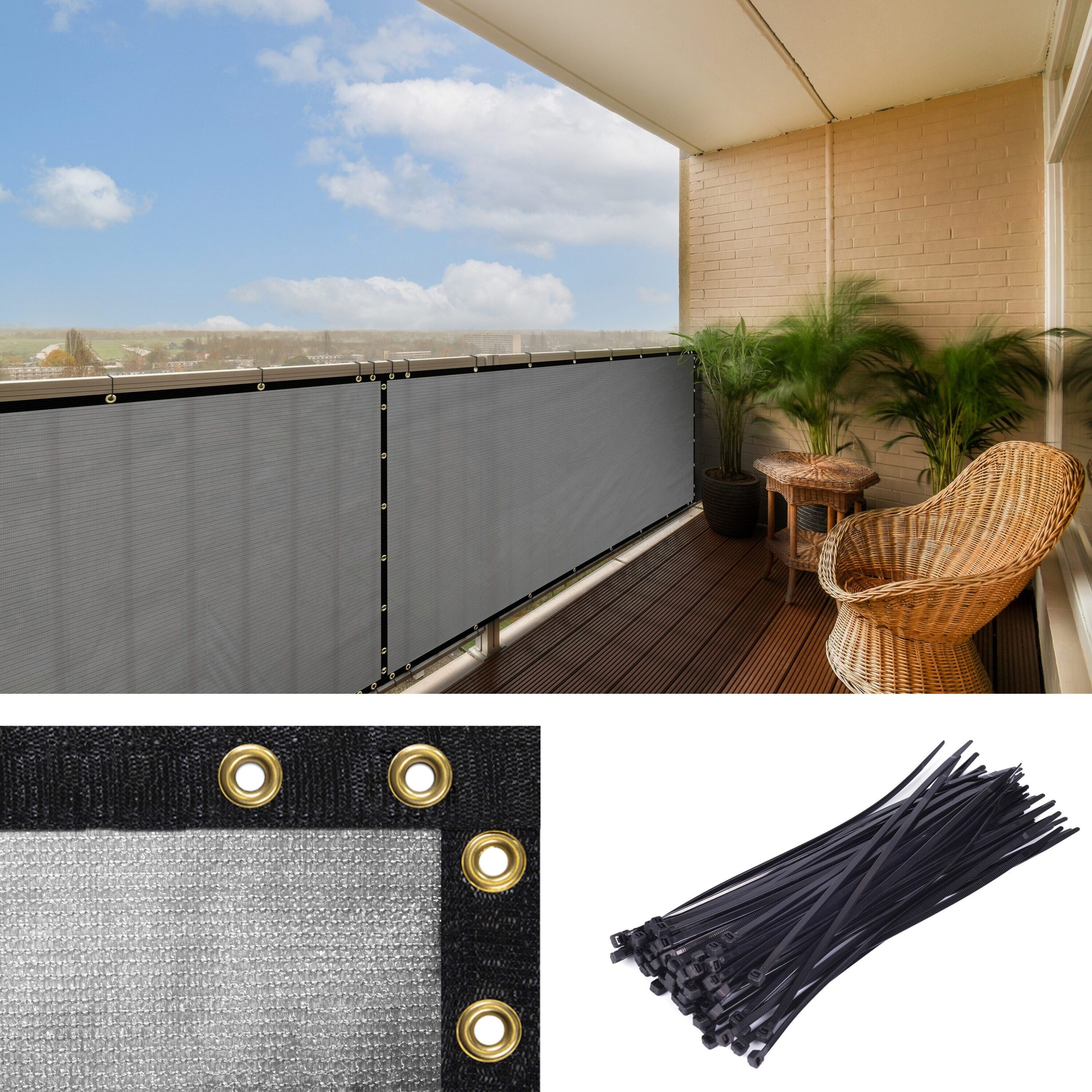 ColourTree 3-ft H x 10-ft W Gray Hdpe Chain Link Fence Screen