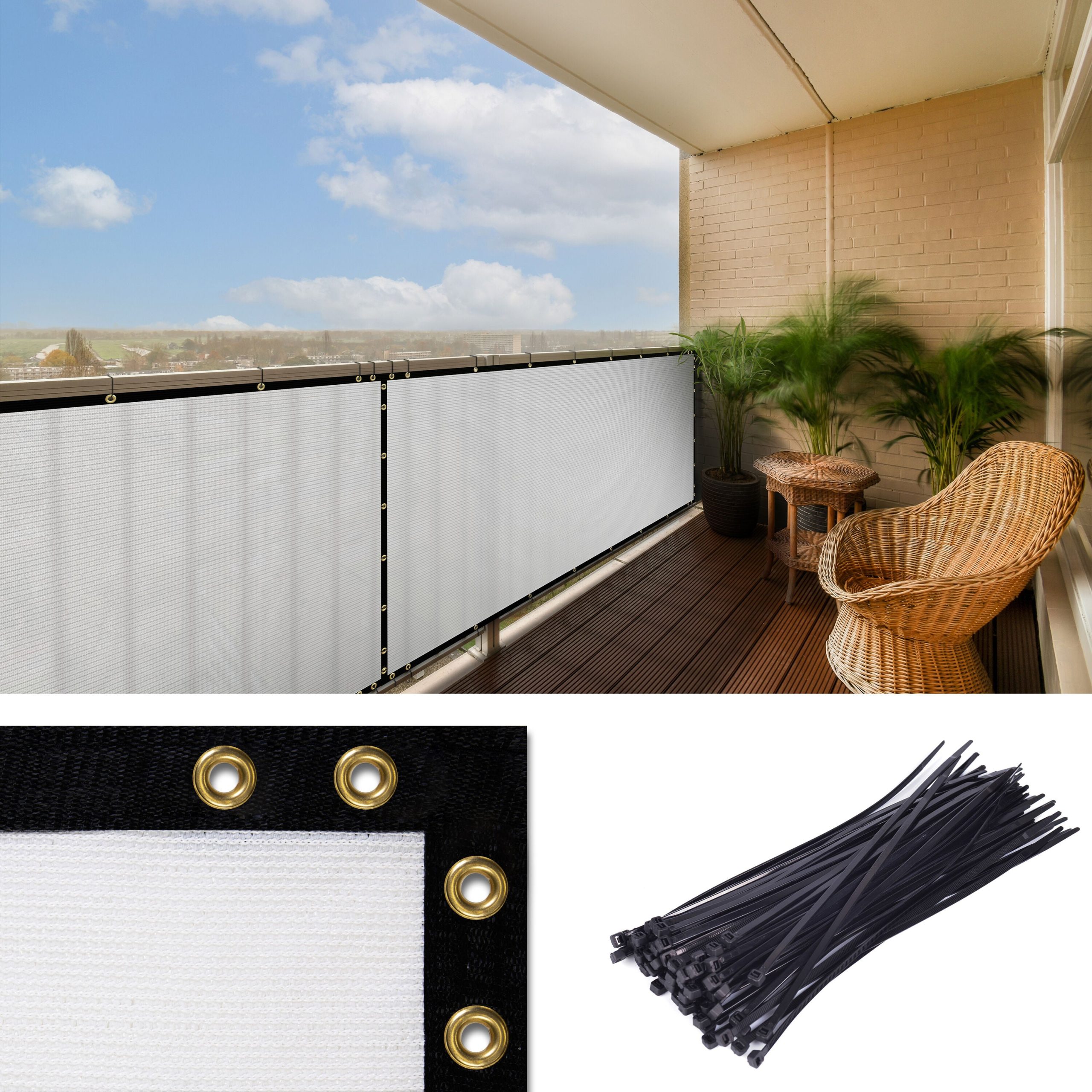 ColourTree 3-ft H x 10-ft W White Hdpe Chain Link Fence Screen