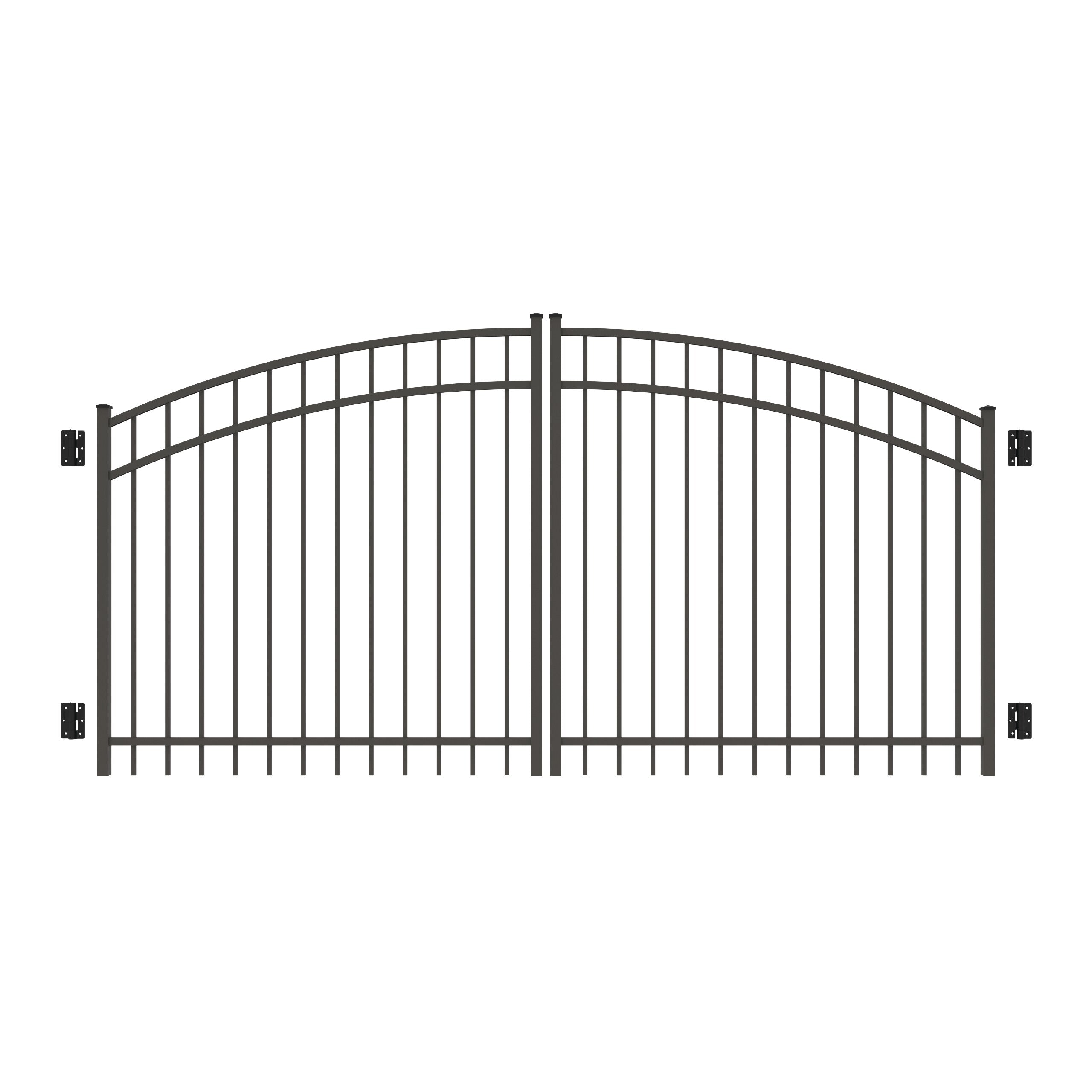 Freedom New Haven 4-ft H x 10-ft W Pewter Aluminum Spaced Picket Arched-top Decorative Fence Gate