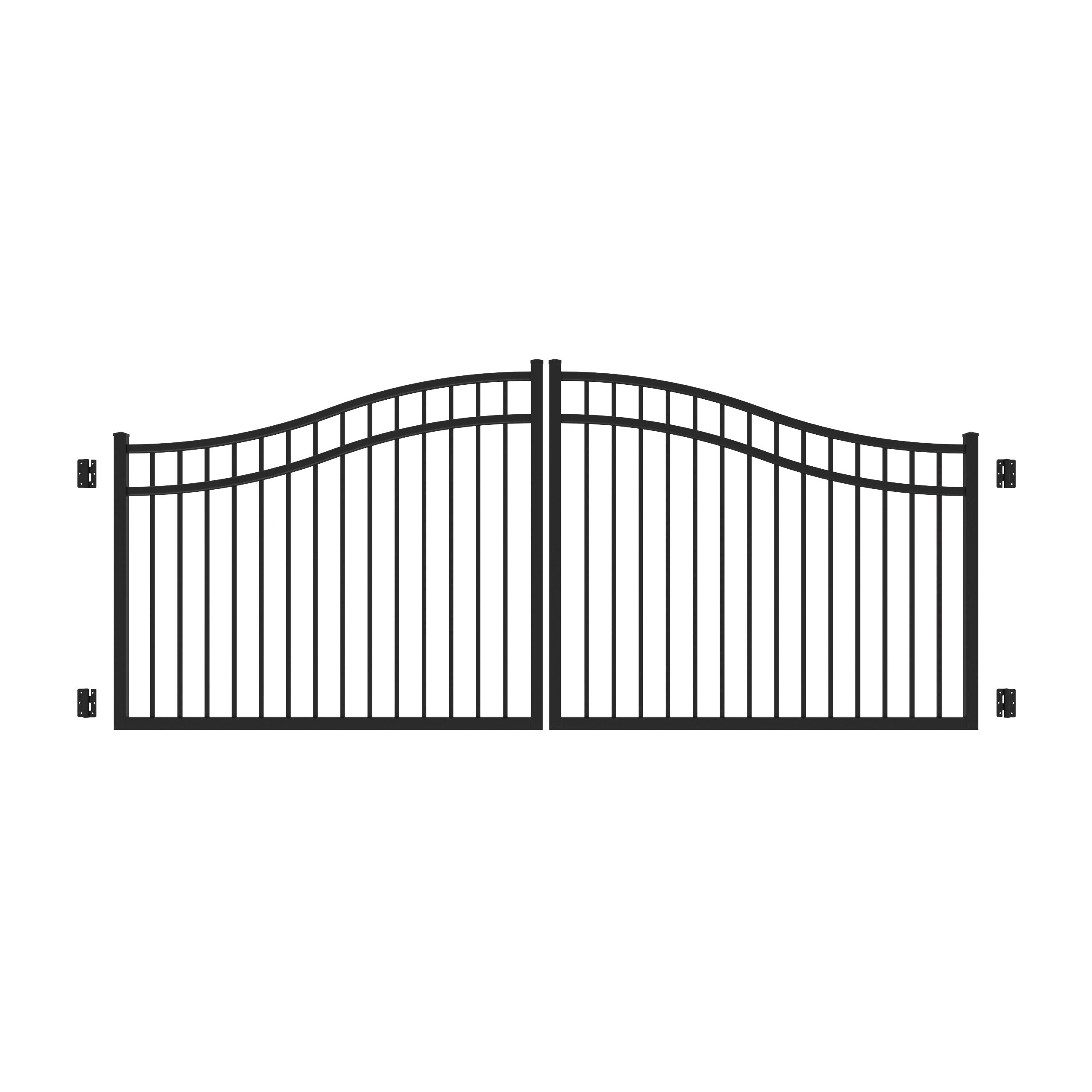 Freedom New Haven 4-ft H x 12-ft W Black Aluminum Spaced Picket Arched-top Decorative Fence Gate