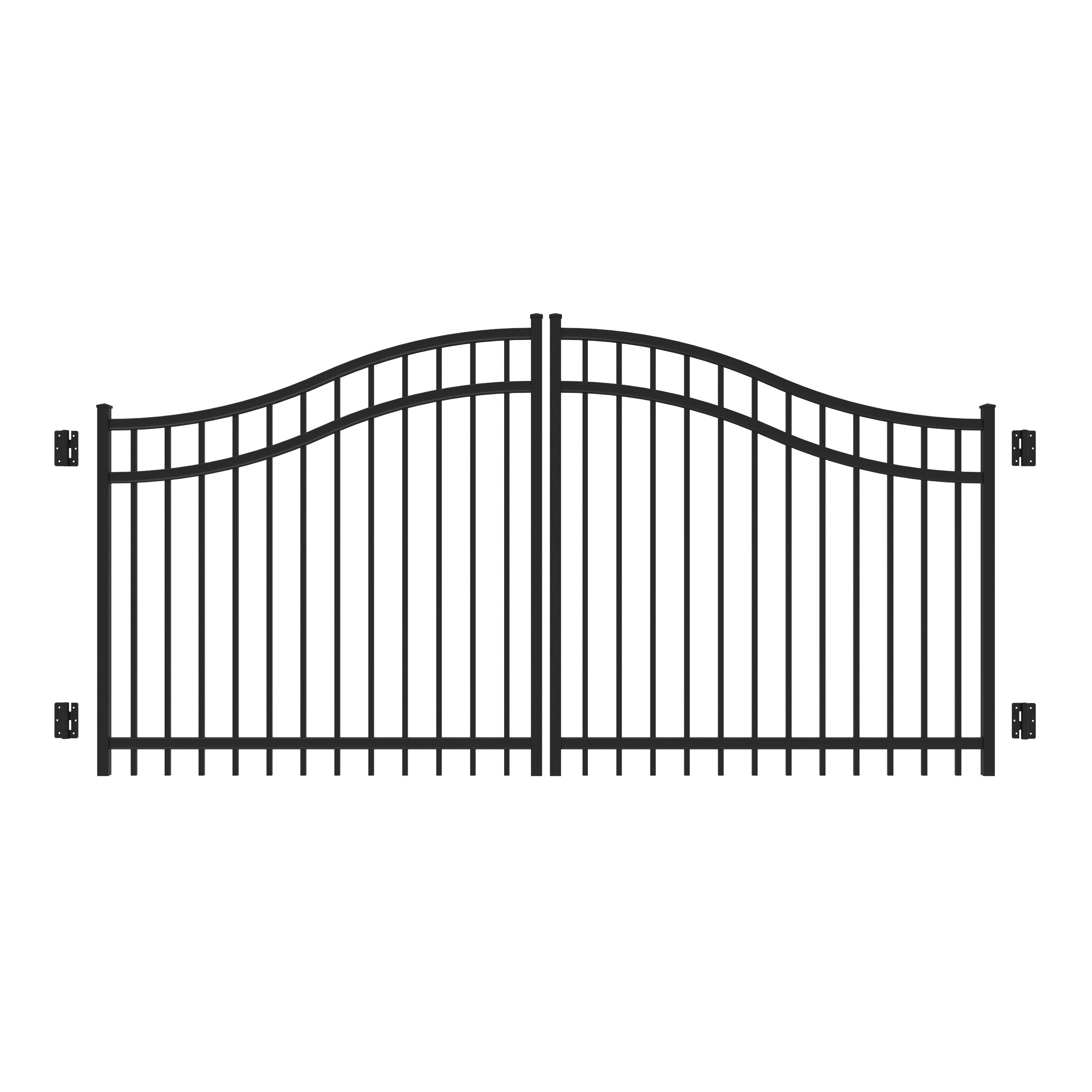 Freedom New Haven 4-ft H x 10-ft W Black Aluminum Spaced Picket Arched-top Decorative Fence Gate