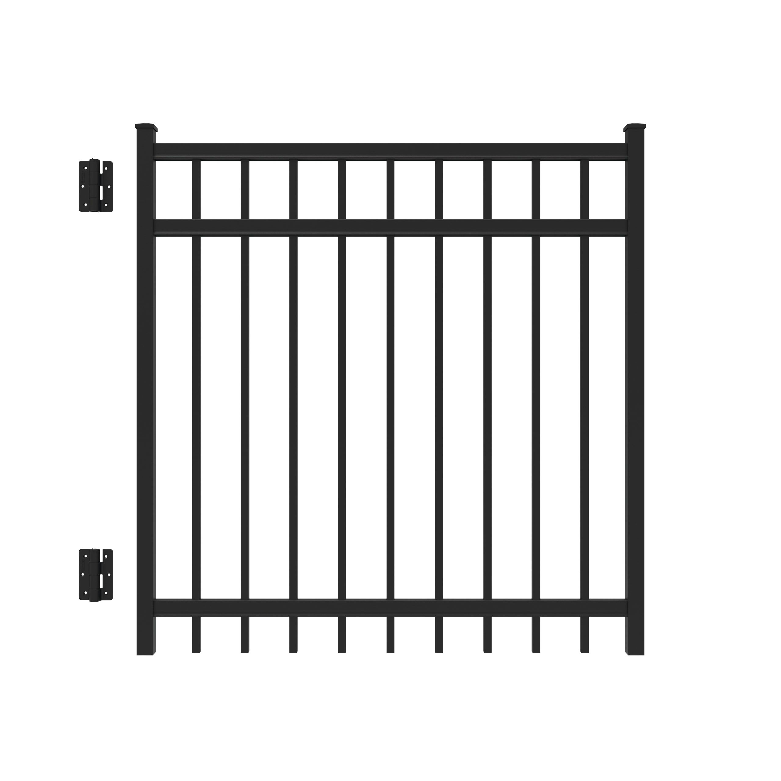 Freedom New Haven 4-ft H Black Aluminum Spaced Picket Flat-top Decorative Fence Gate