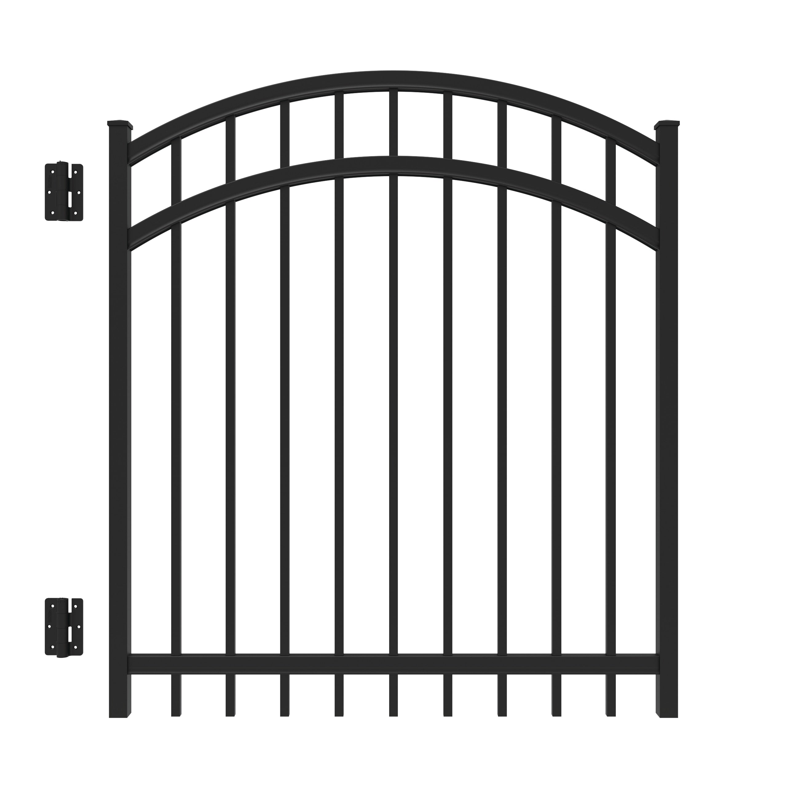 Freedom New Haven 4-ft H x 4-ft W Black Aluminum Spaced Picket Arched-top Decorative Fence Gate